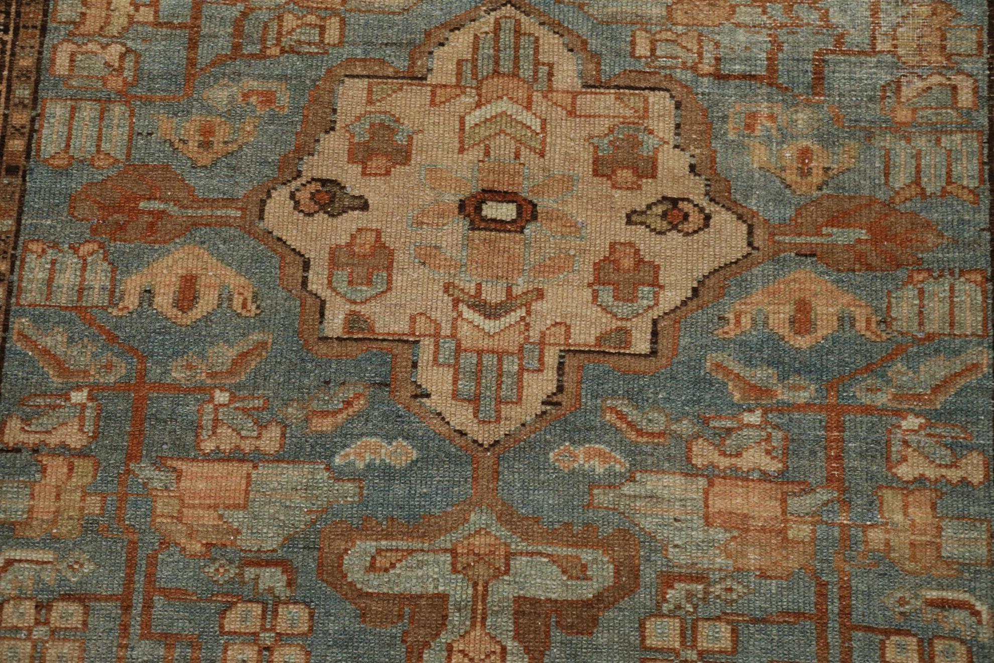 Persischer Malayer Kleiner Teppich Circa 1880 - Wolle Blau Elfenbein Rot Design - 99569 (Handgeknüpft) im Angebot