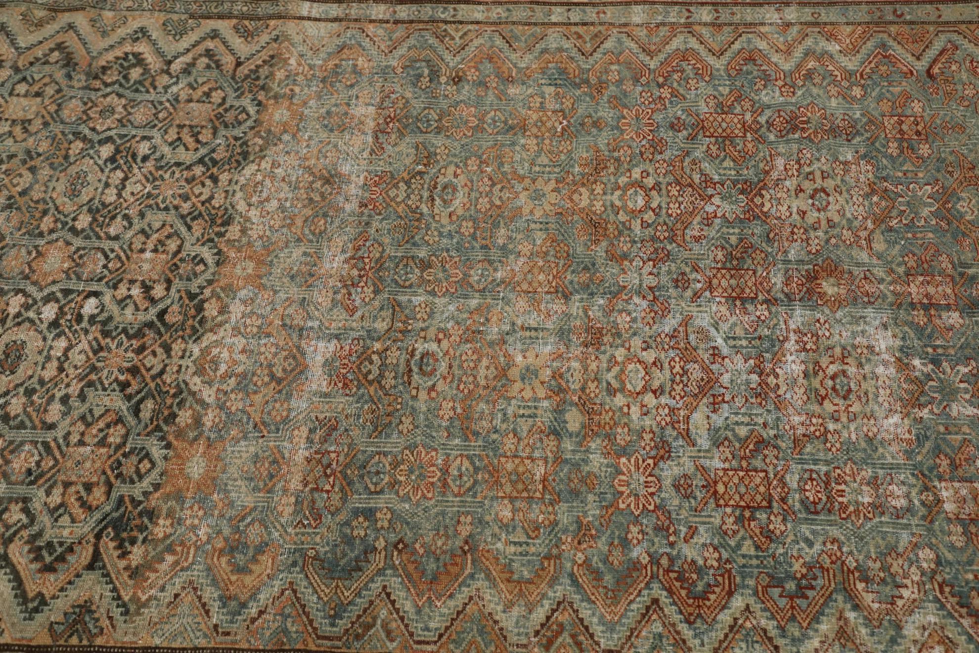 Persischer Malayer Kleiner Teppich Circa 1880 - Wolle Blau Orange Rot Design - 99564 (Irakisch) im Angebot