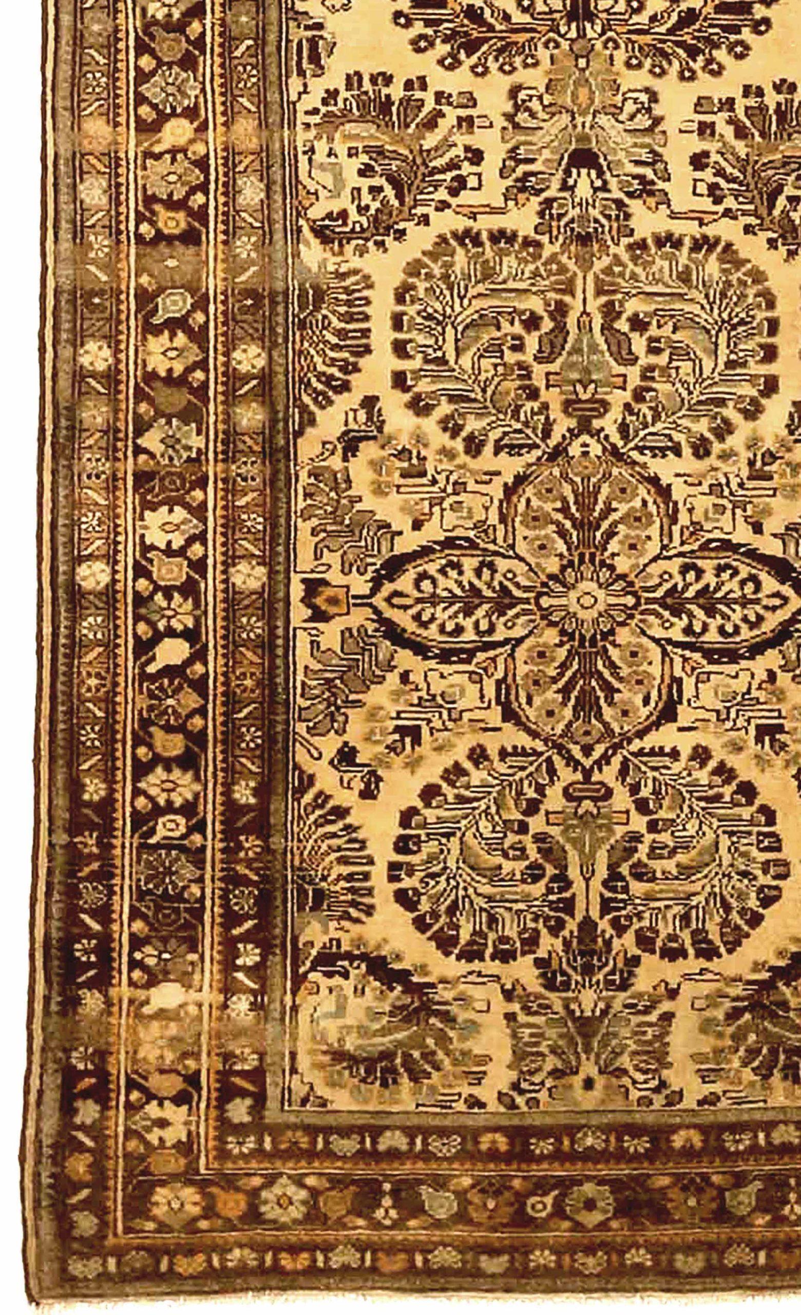 Persischer Malayer Kleiner Teppich - Wolle Braun Elfenbein 73441 (Asiatisch) im Angebot