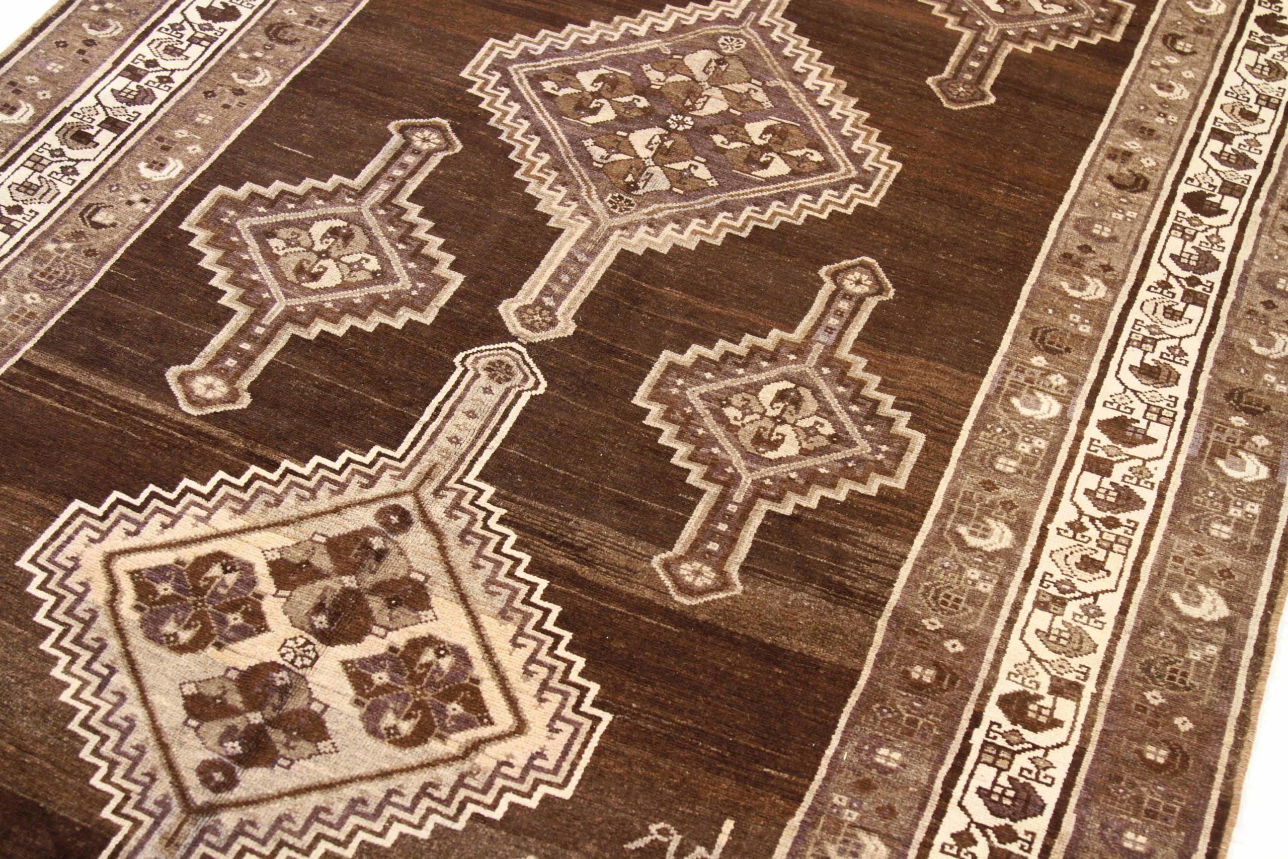 Persischer Malayer Kleiner Teppich - Wolle Braun Elfenbein 73452 (Asiatisch) im Angebot