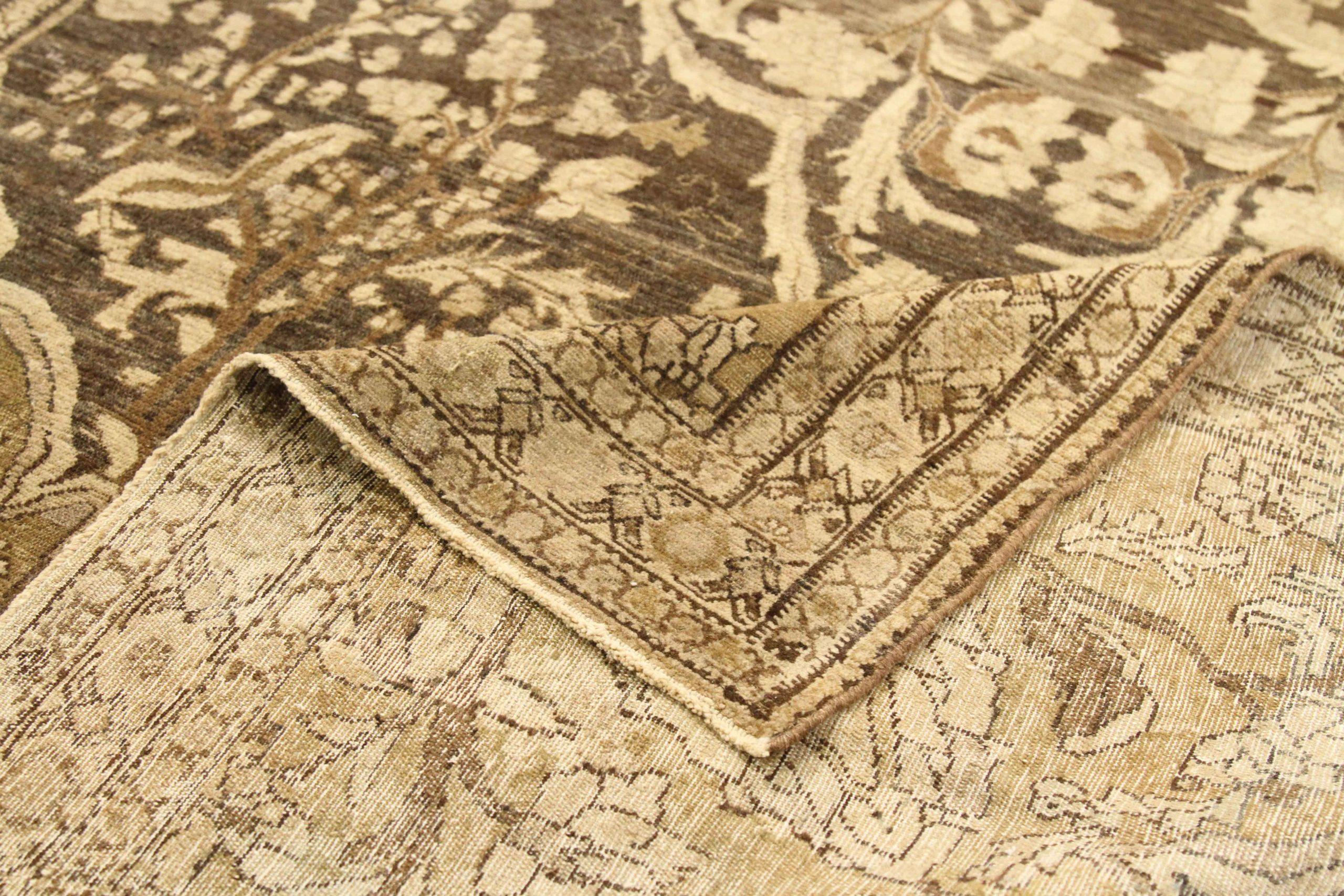 Asian Persian Malayer Small Rug - Wool Brown Ivory Design - 75525 For Sale