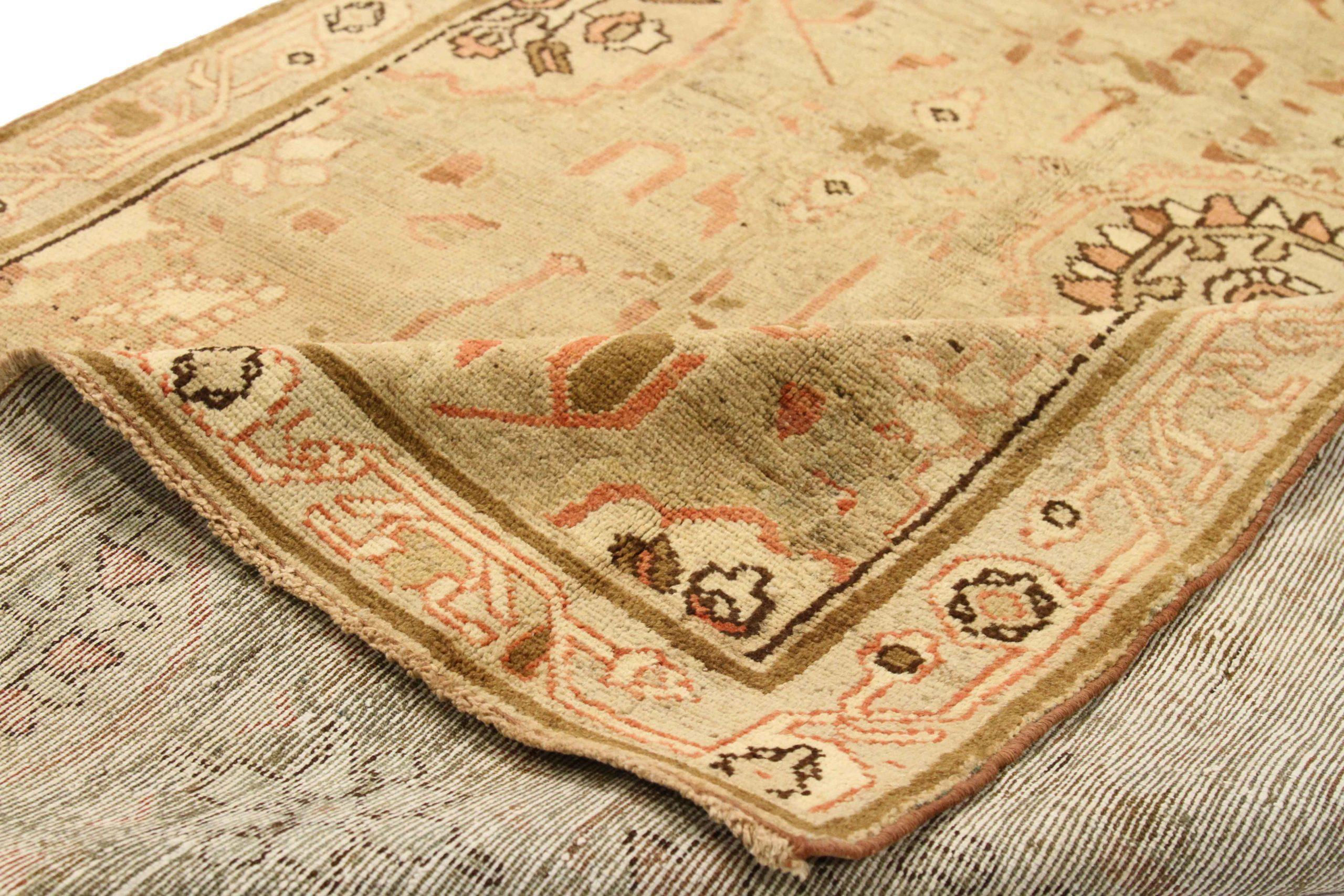 Persischer Malayer Kleiner Teppich - Wolle Braun Elfenbein Rosa Design - 75694 (Asiatisch) im Angebot