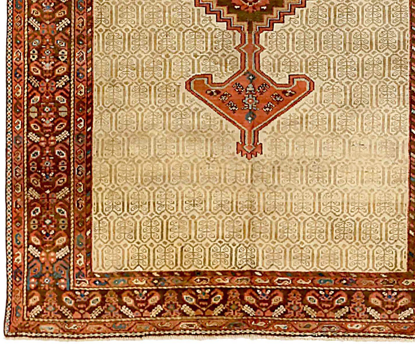 Asiatique Petit tapis persan Malayer - Laine Brown Ivoire Rouge 71456 en vente