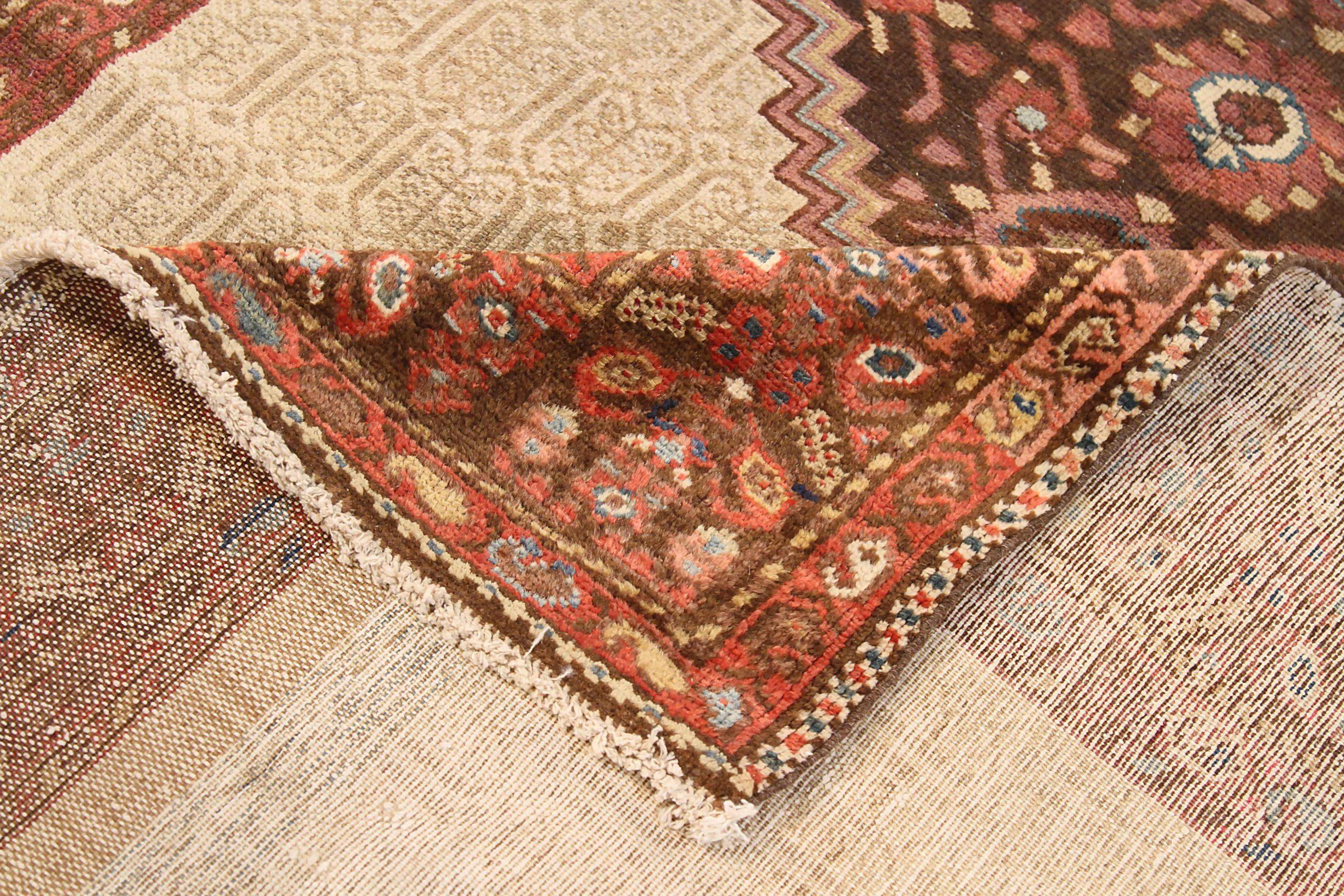 Petit tapis persan Malayer - Laine Brown Ivoire Rouge 71456 Excellent état - En vente à Dallas, TX