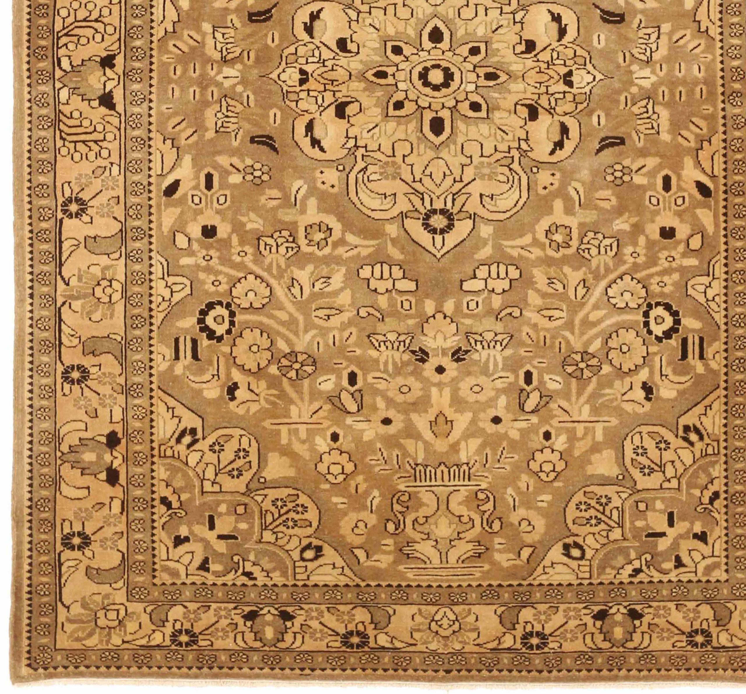 Persischer Malayer Kleiner Teppich - Wolle Braun Elfenbein Taupe 73269 (Asiatisch) im Angebot