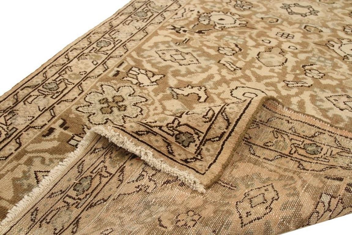 Persischer Malayer Kleiner Teppich - Wolle Braun Elfenbein Taupe 74049 (Asiatisch) im Angebot