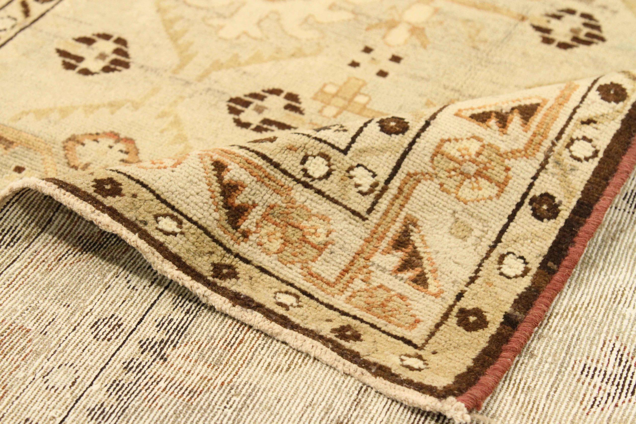 Persischer Malayer Kleiner Teppich - Wolle Braun Elfenbein Taupe Design - 75708 (Asiatisch) im Angebot