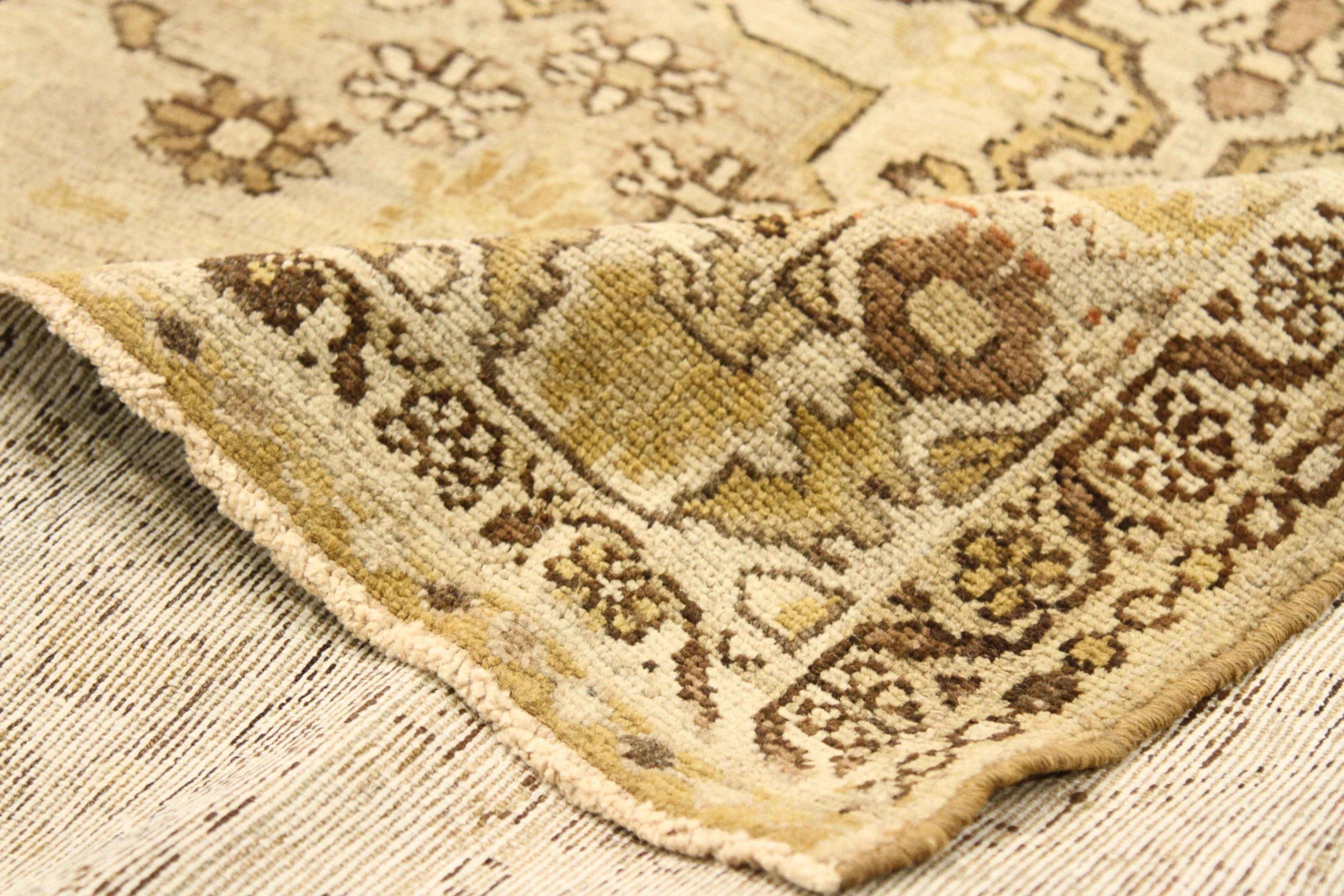 Persischer Malayer Kleiner Teppich - Wolle Braun Elfenbein Gelb Design - 75690 (Asiatisch) im Angebot