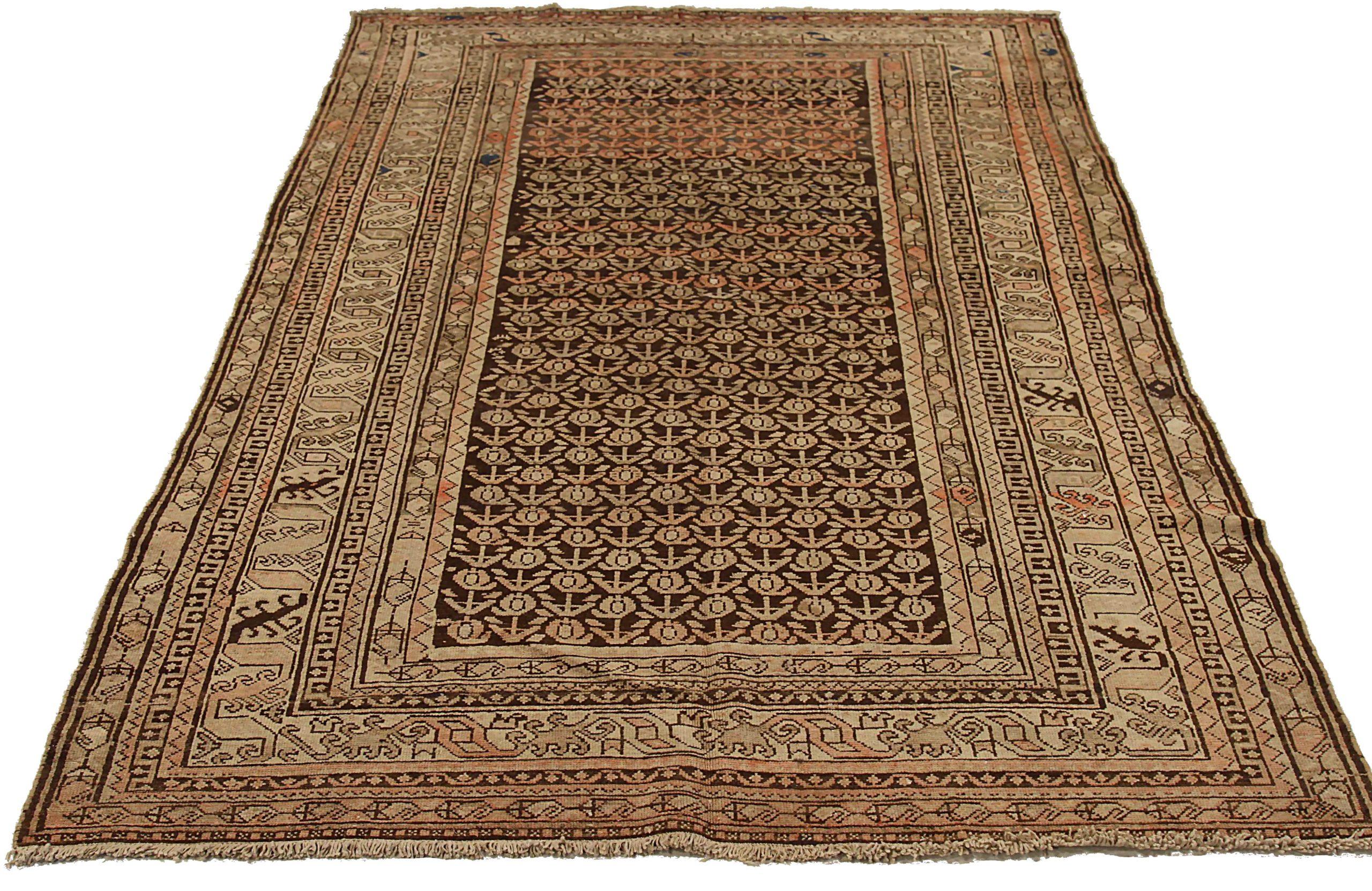 Entdecken Sie die Eleganz des persischen Malayers mit dem kleinen Teppich von CIRCA 1880. Dieses exklusive Design aus Wolle und Braun-Elfenbein ist perfekt, um Ihren Raum zu verschönern.