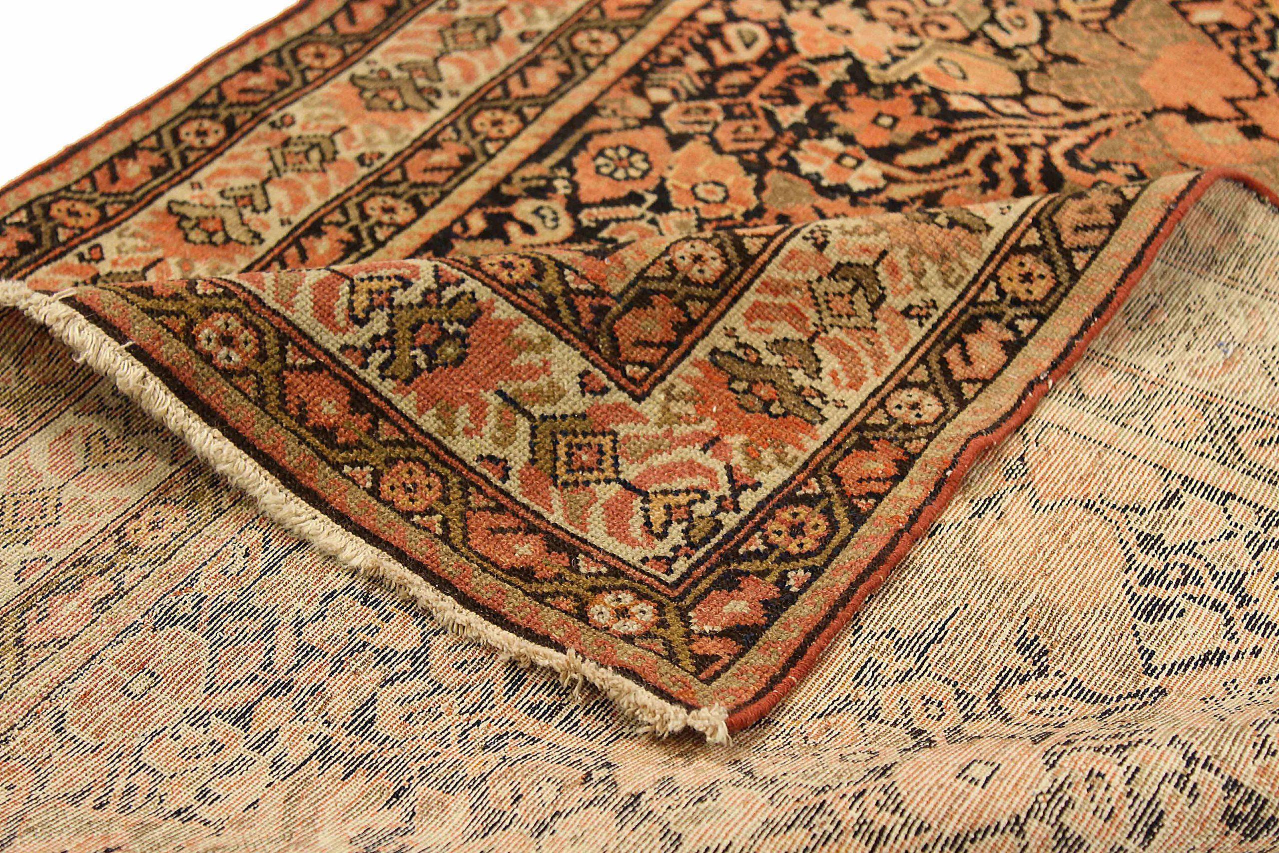 Petit tapis persan Malayer - Laine verte bleu marine rouge 73190 Excellent état - En vente à Dallas, TX
