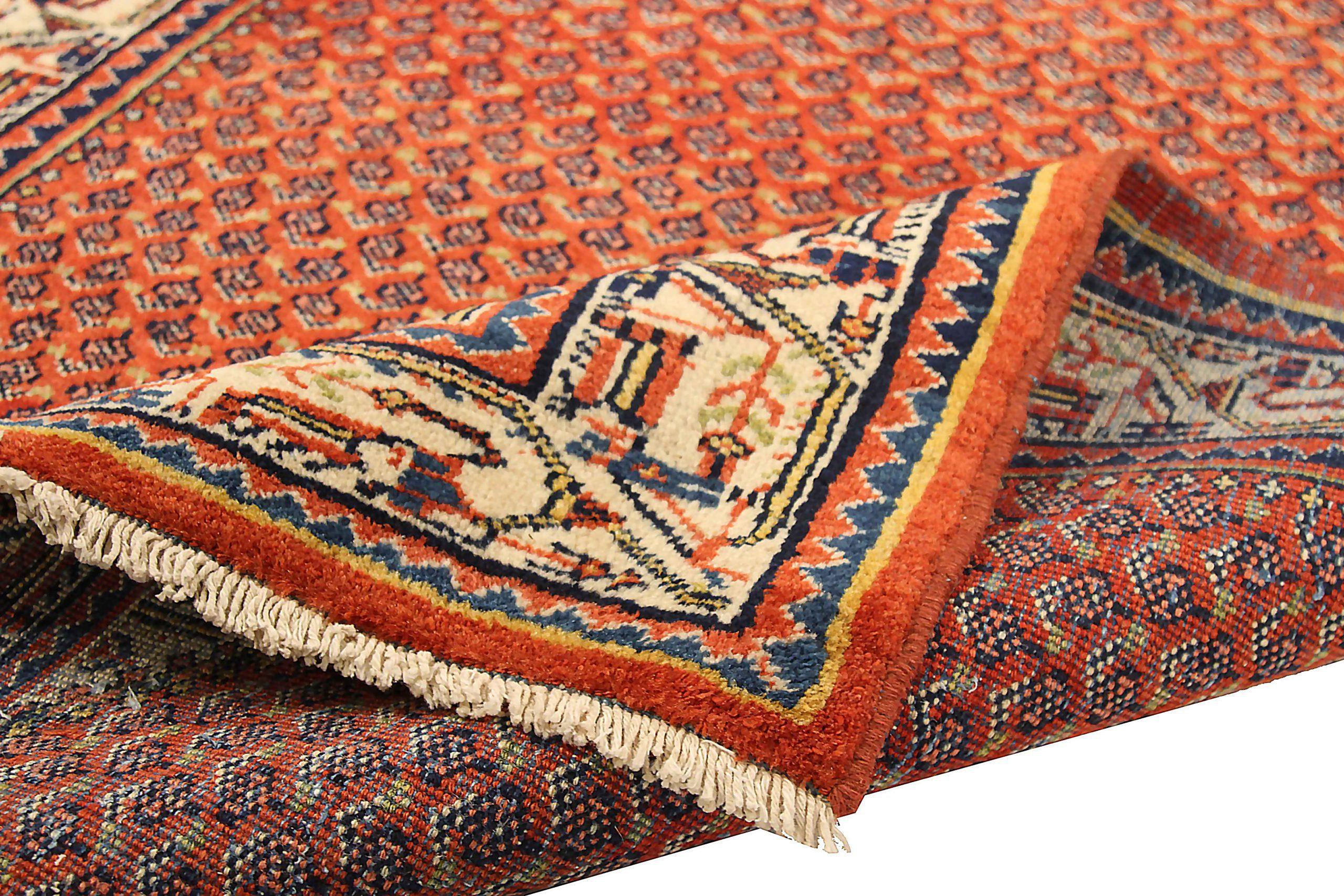 Petit tapis persan Malayer - Laine ivoire bleu marine bleu rouge 71323 Excellent état - En vente à Dallas, TX