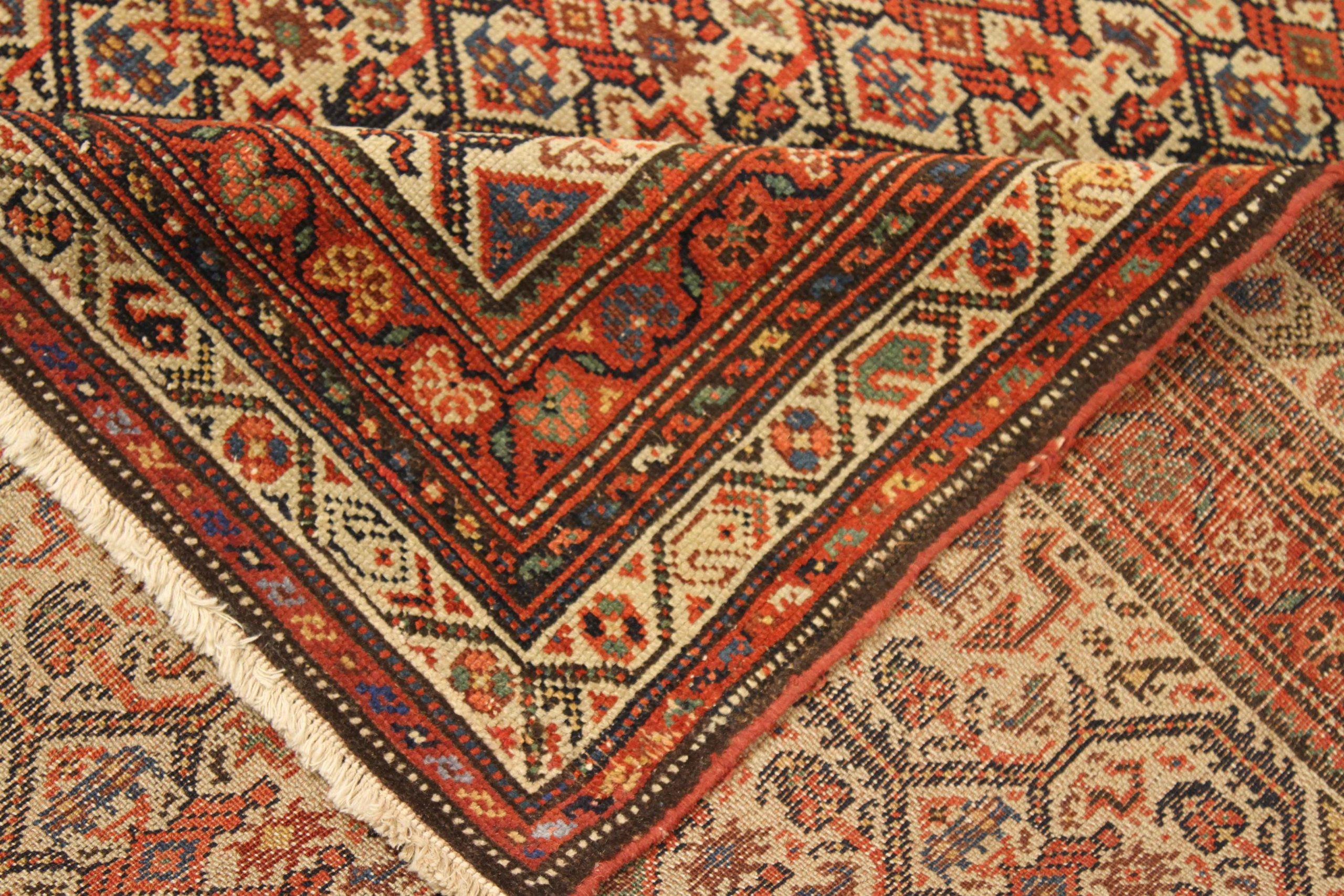 Persischer Malayer Kleiner Teppich - Wolle Elfenbein Marineblau Rot 73326 (Asiatisch) im Angebot