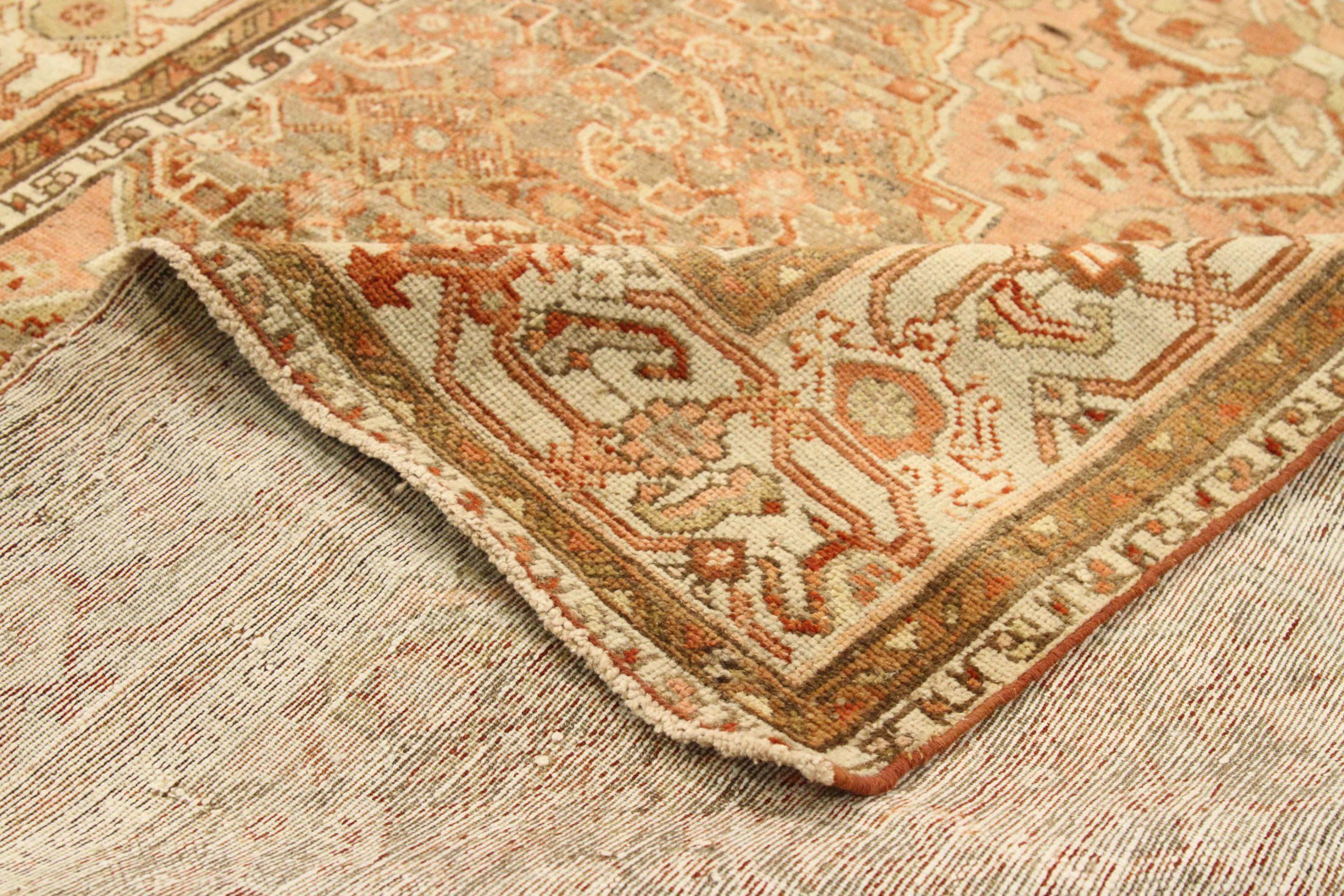 Persischer Malayer Kleiner Teppich - Wolle Elfenbein Rosa Taupe Design - 75687 (Asiatisch) im Angebot