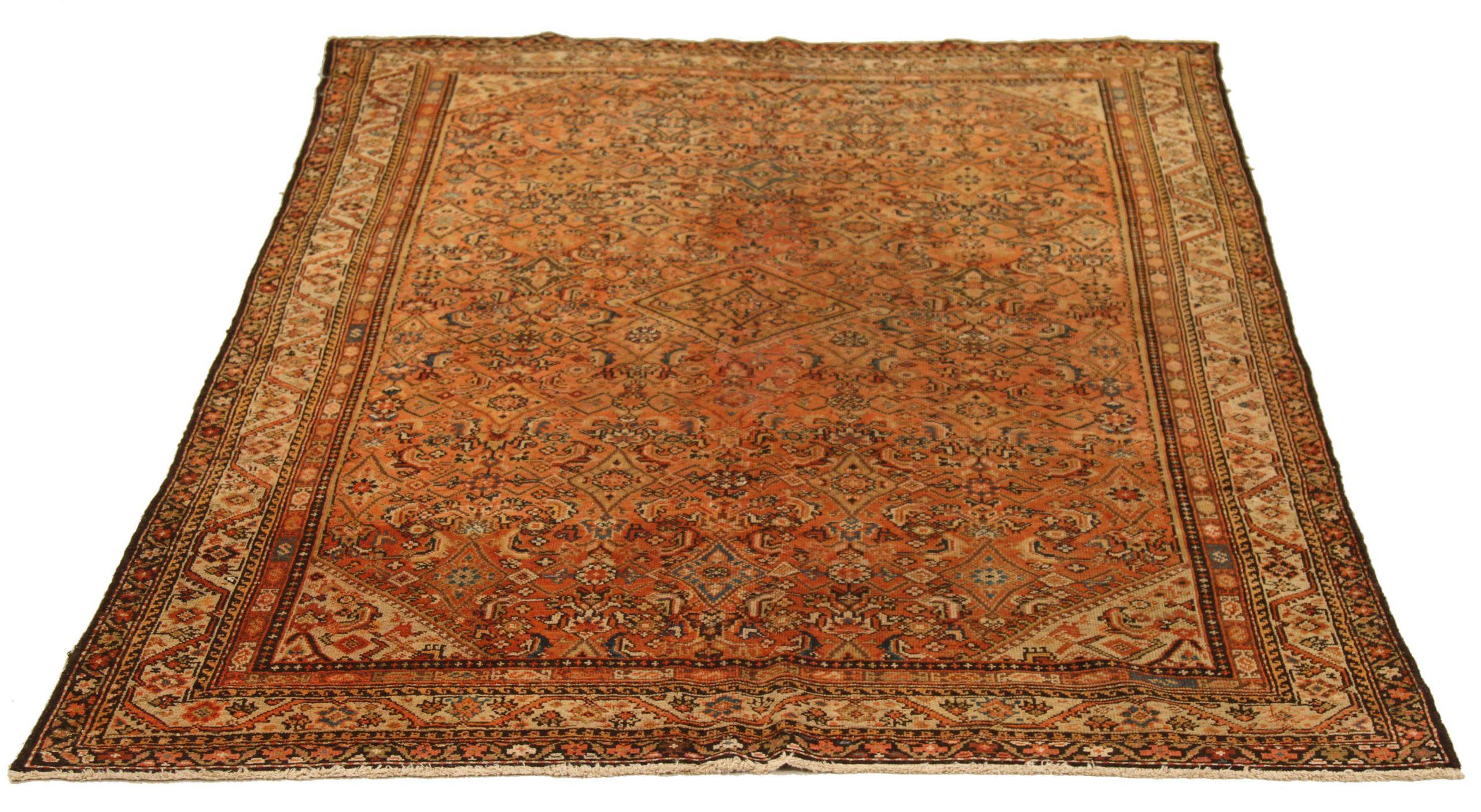 Entdecken Sie die Eleganz des persischen Malayers mit dem kleinen Teppich von CIRCA 1880. Dieses exklusive Design aus Wolle und Rosa ist perfekt, um Ihren Raum zu verschönern.