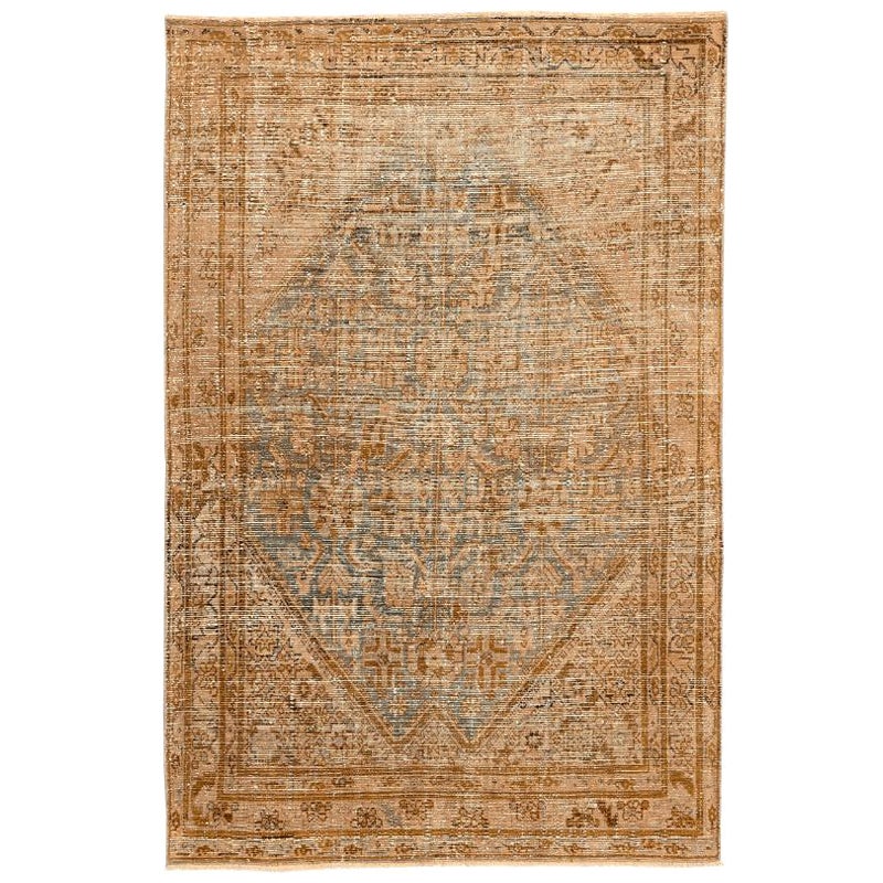 Tappeto persiano Malayer Small - Disegno in lana blu e marrone - 94584 in vendita