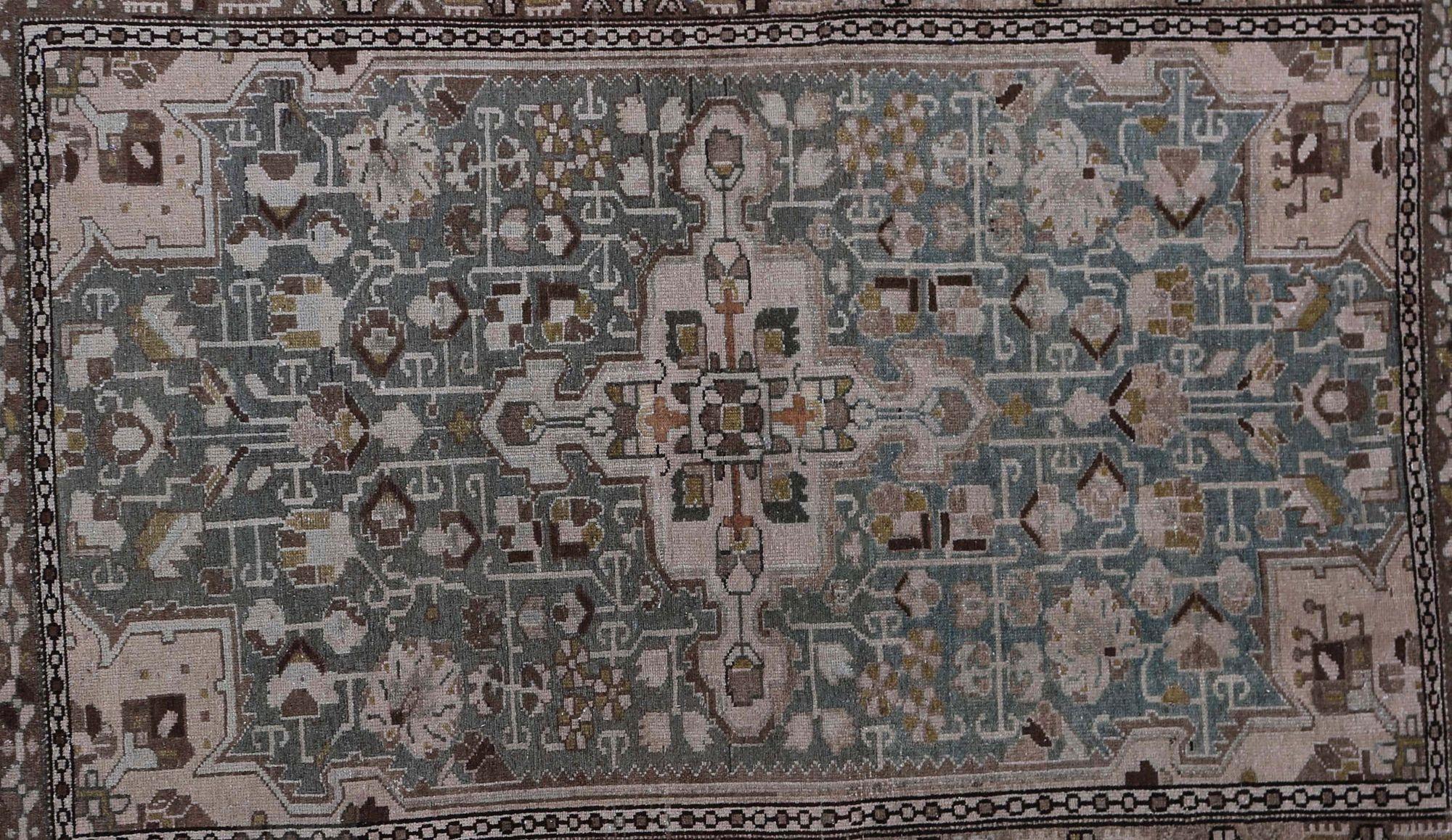 Persischer Malayer Kleiner Teppich - Wolle Blau Elfenbein Design - 97462 (Irakisch) im Angebot
