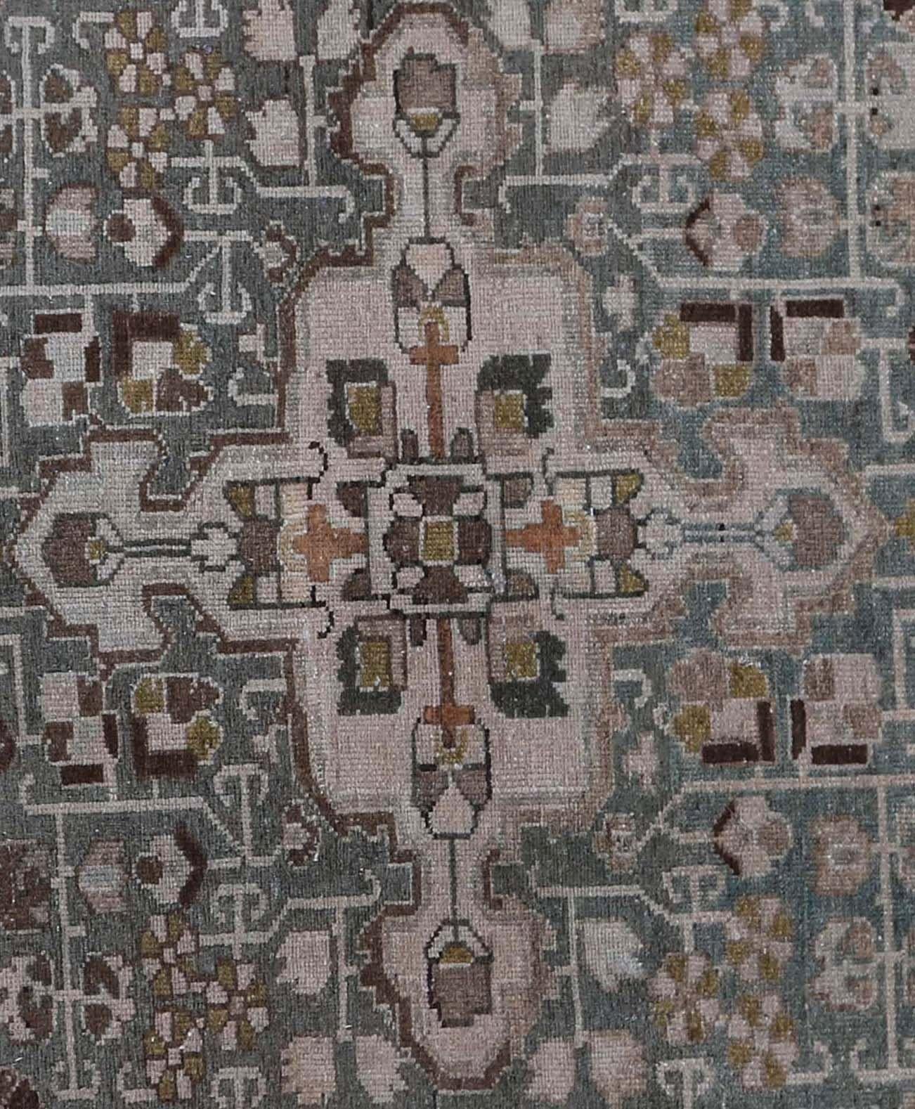Persischer Malayer Kleiner Teppich - Wolle Blau Elfenbein Design - 97462 im Zustand „Hervorragend“ im Angebot in Dallas, TX