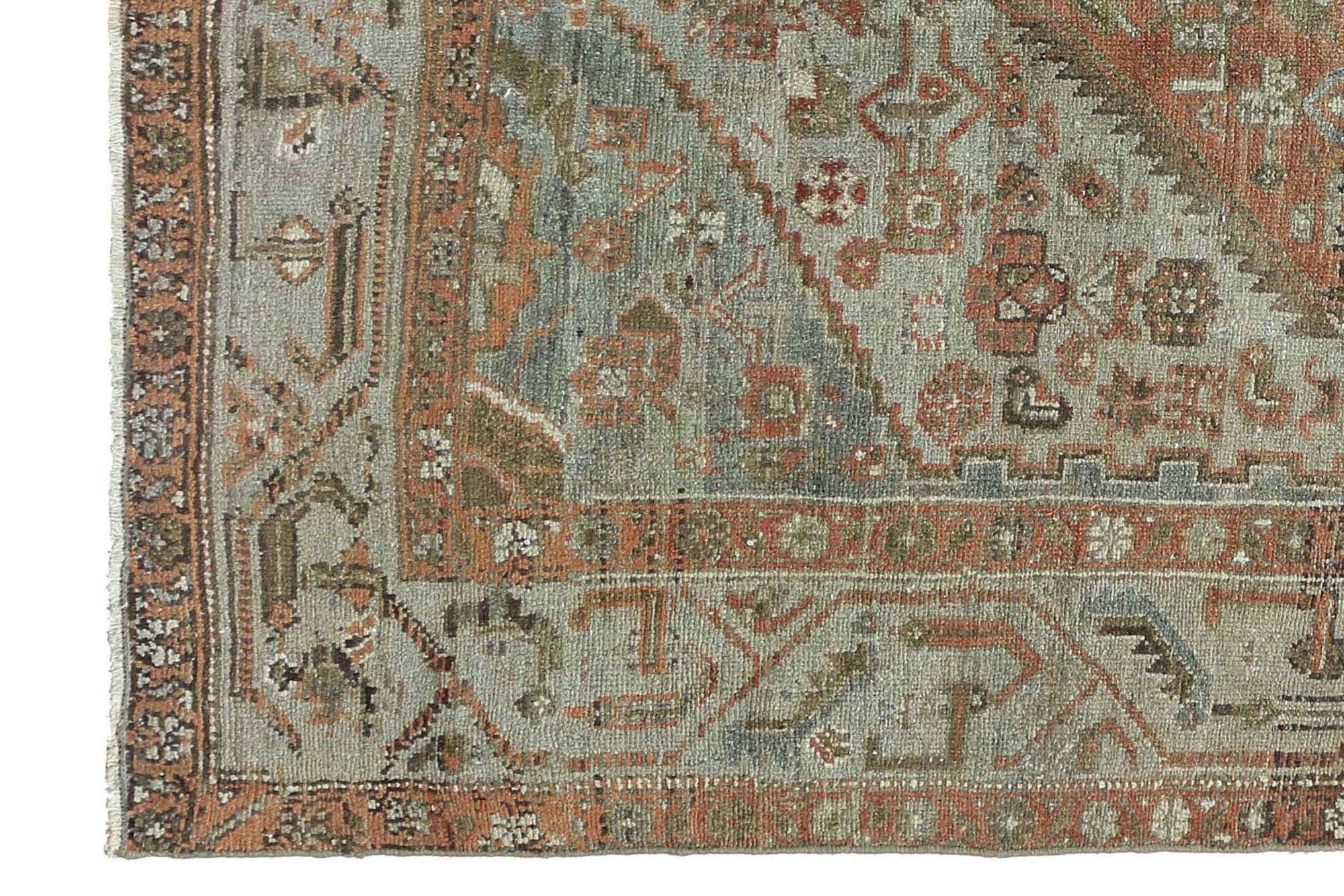 Persischer Malayer Kleiner Teppich - Wolle Blau Elfenbein Orange Design - 97443 (Irakisch) im Angebot