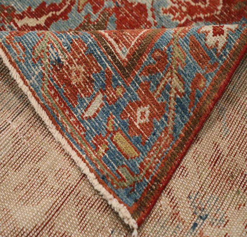 Persischer Malayer Kleiner Teppich - Wolle Blau Elfenbein Rot Design - 98017 im Zustand „Hervorragend“ im Angebot in Dallas, TX