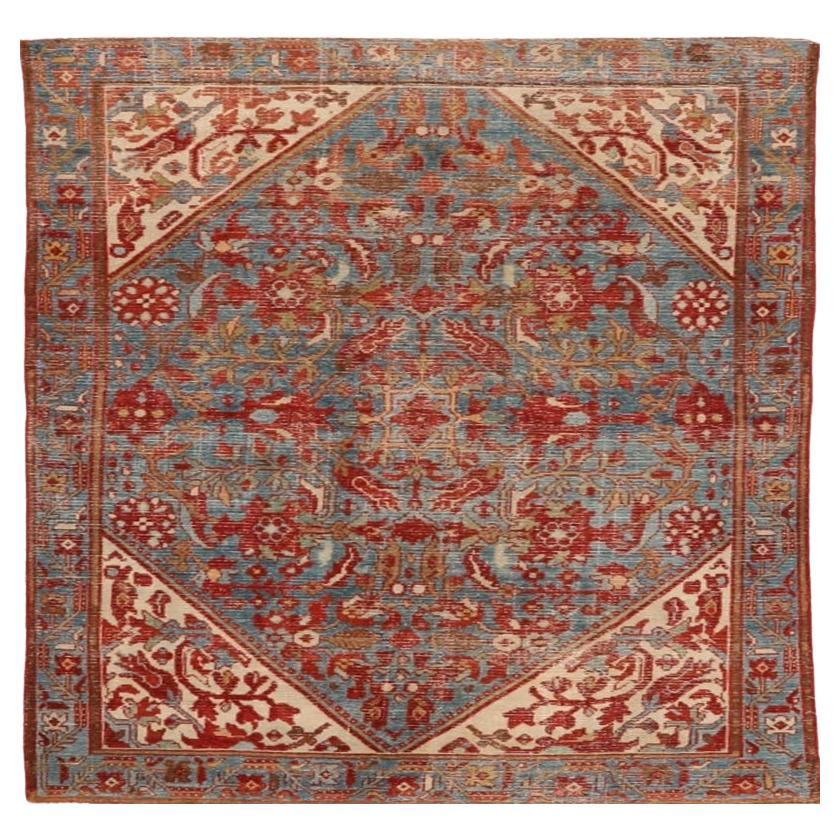 Persian Malayer Small Rug - Wool Blue Ivory Red Design - 98017