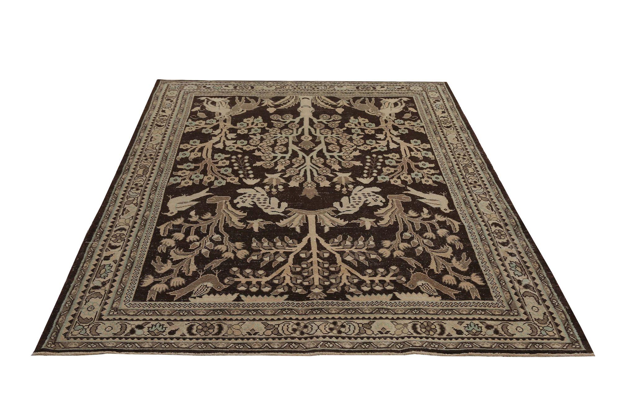 Persischer Malayer Kleiner Teppich - Wolle Brown Design - 97088 im Zustand „Hervorragend“ im Angebot in Dallas, TX