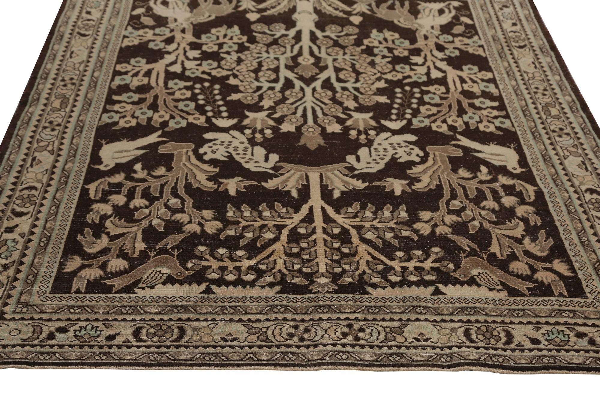 Persischer Malayer Kleiner Teppich - Wolle Brown Design - 97088 (20. Jahrhundert) im Angebot