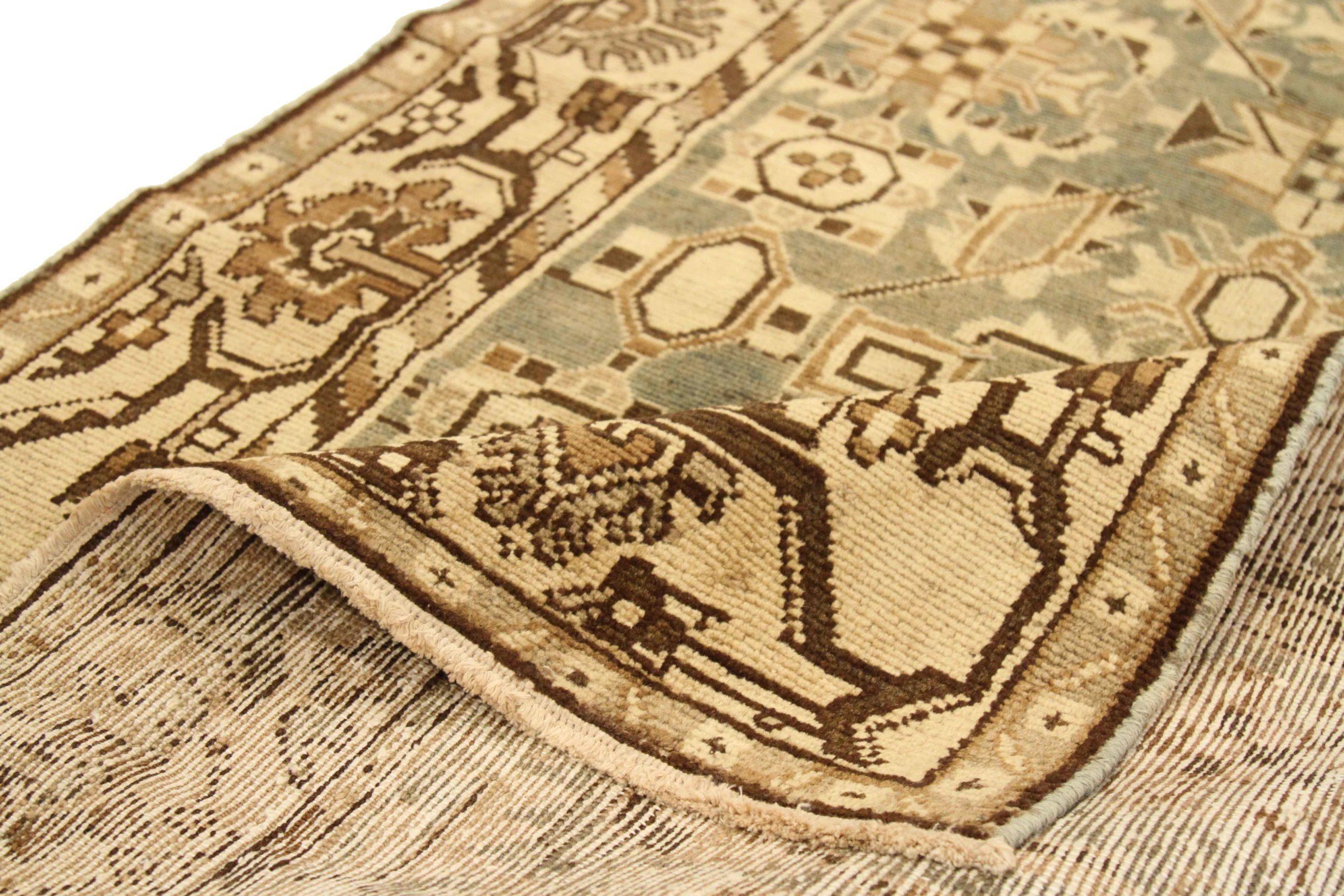 Persischer Malayer Kleiner Teppich - Wolle Braun Grau Elfenbein Design - 75839 (Irakisch) im Angebot