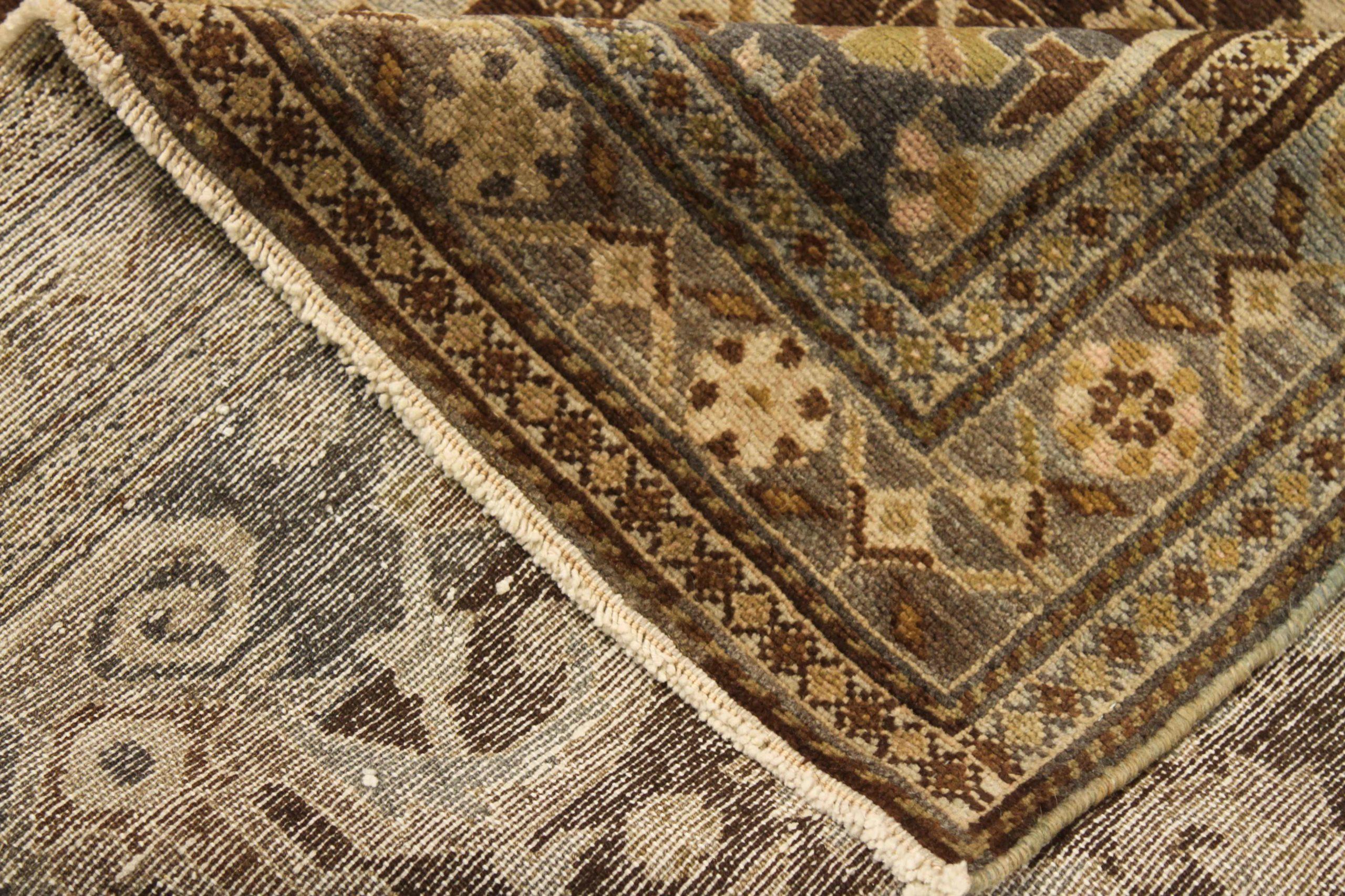 Alfombra Persa Malayer Small - Lana Marrón Verde Marfil Design - 75911 Iraquí en venta