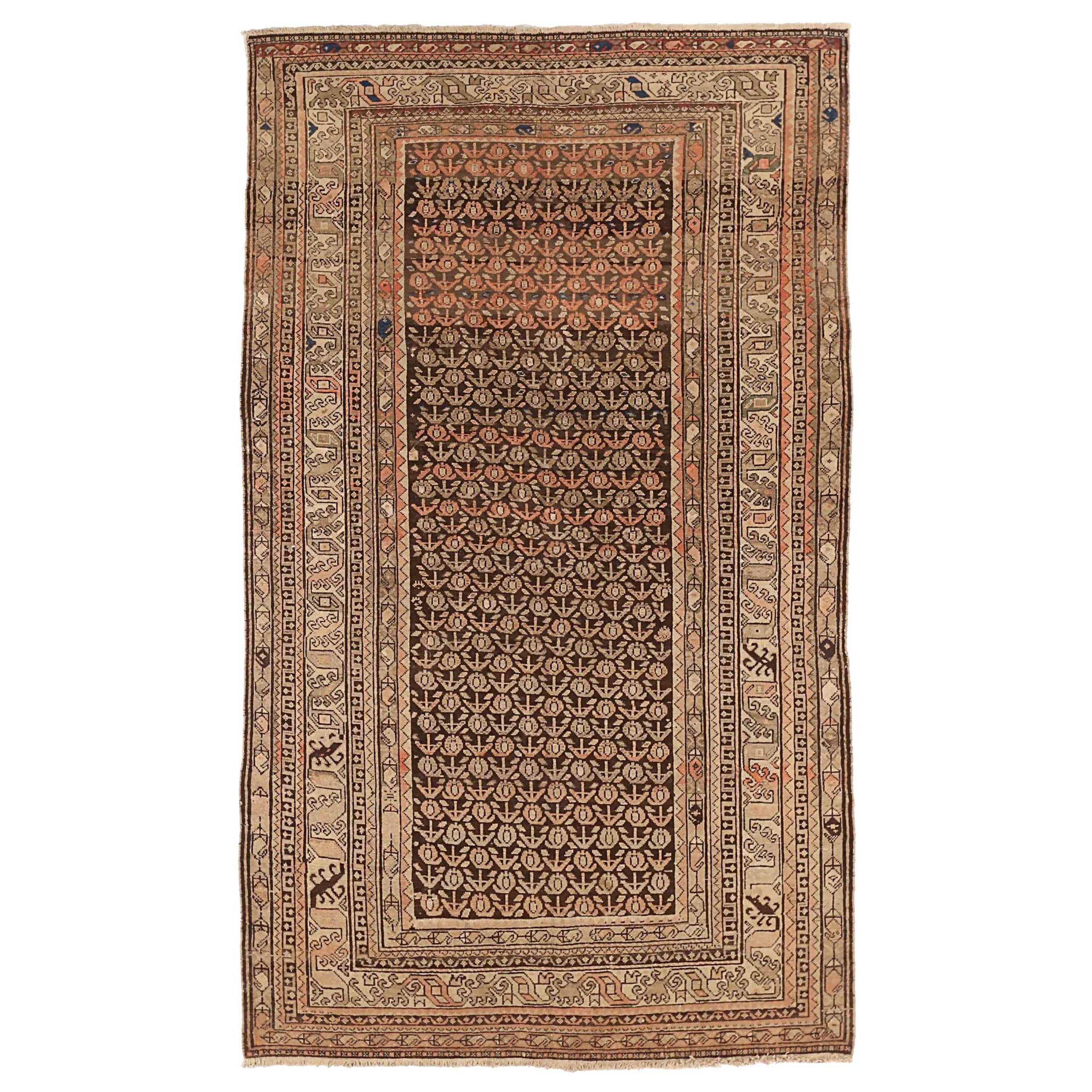 Persischer Malayer Kleiner Teppich - Wolle Braun Elfenbein 72385 im Angebot