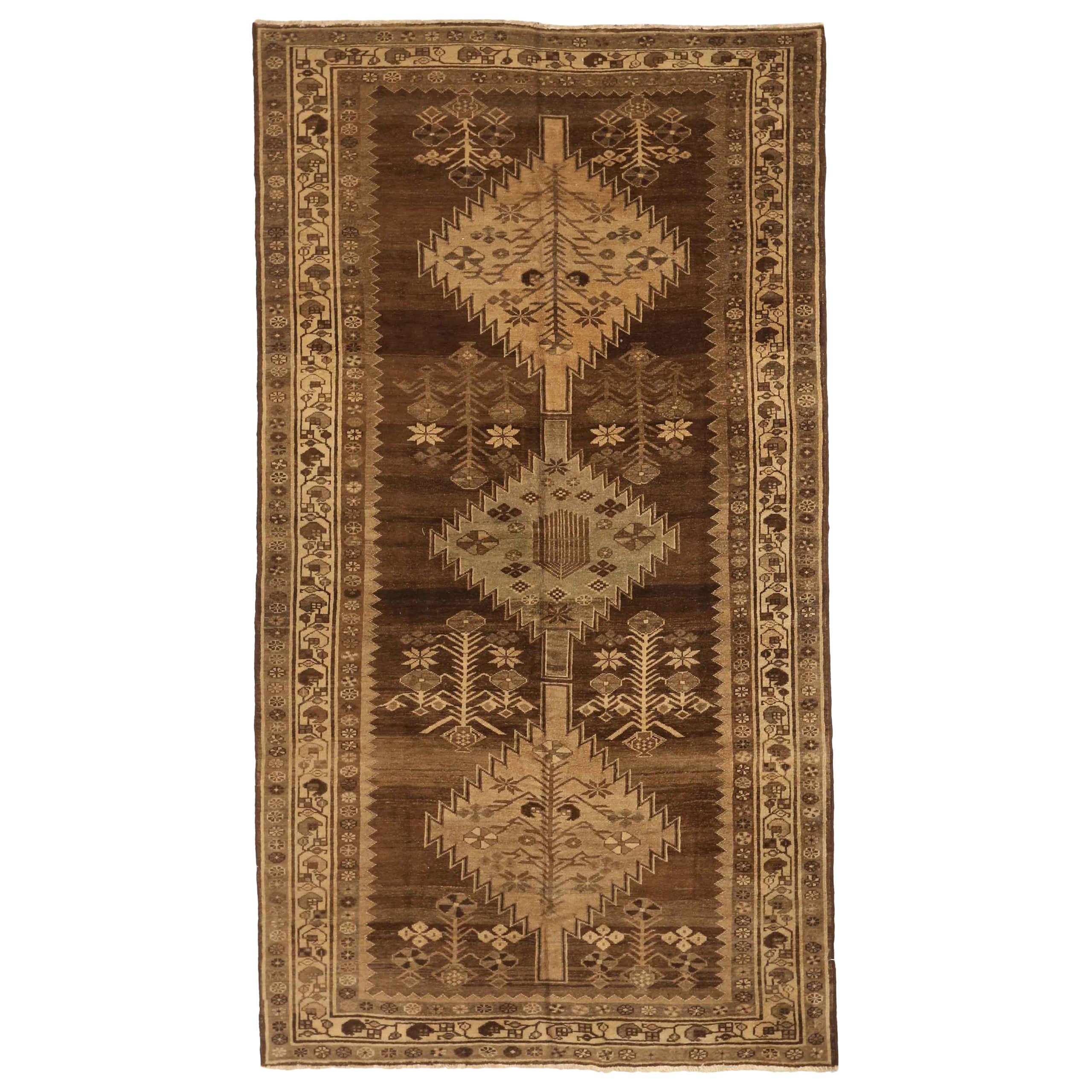 Persischer Malayer Kleiner Teppich - Wolle Braun Elfenbein 73450
