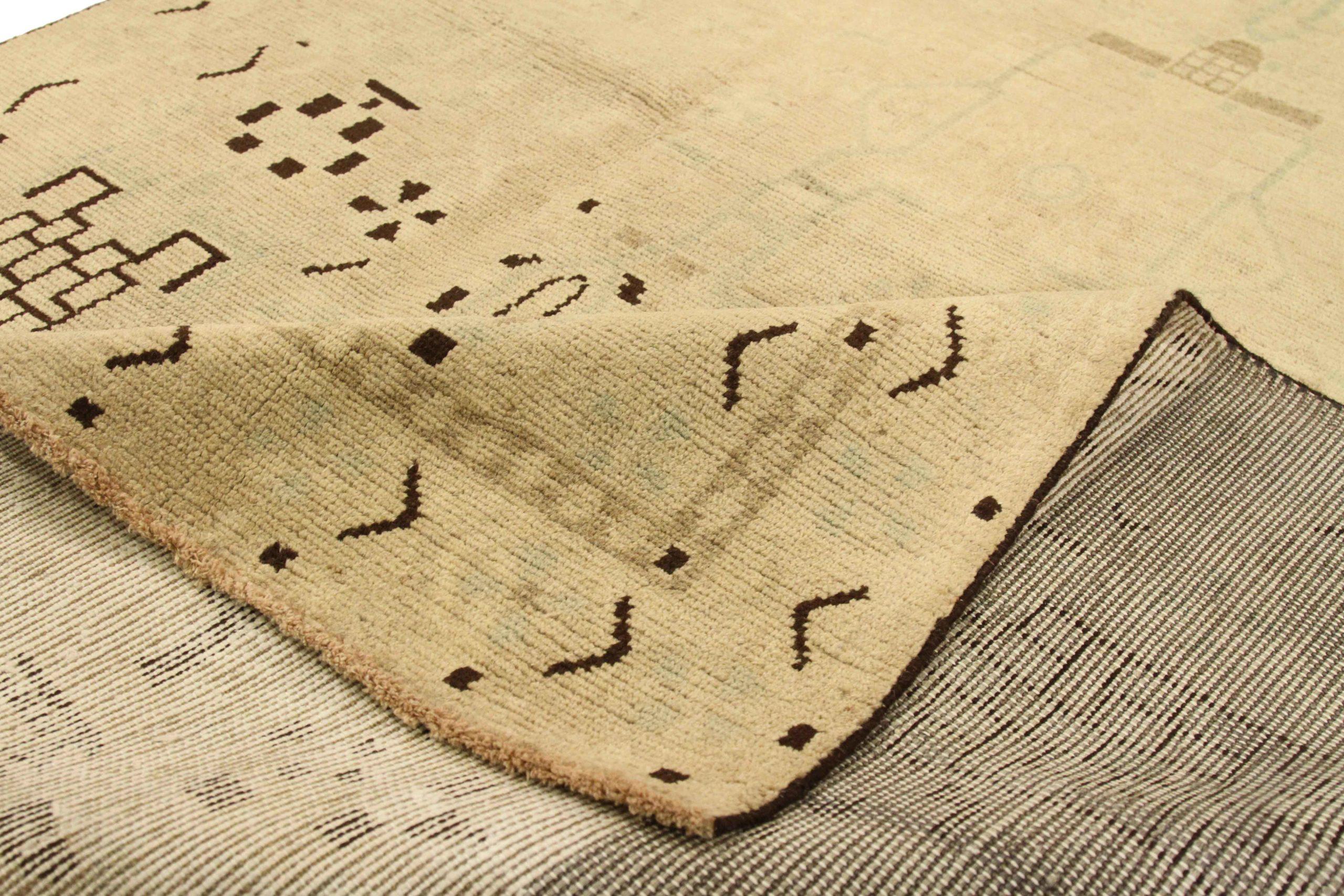 Tappeto persiano Malayer Small - Lana Marrone Avorio Design - 76038 In condizioni ottime in vendita a Dallas, TX