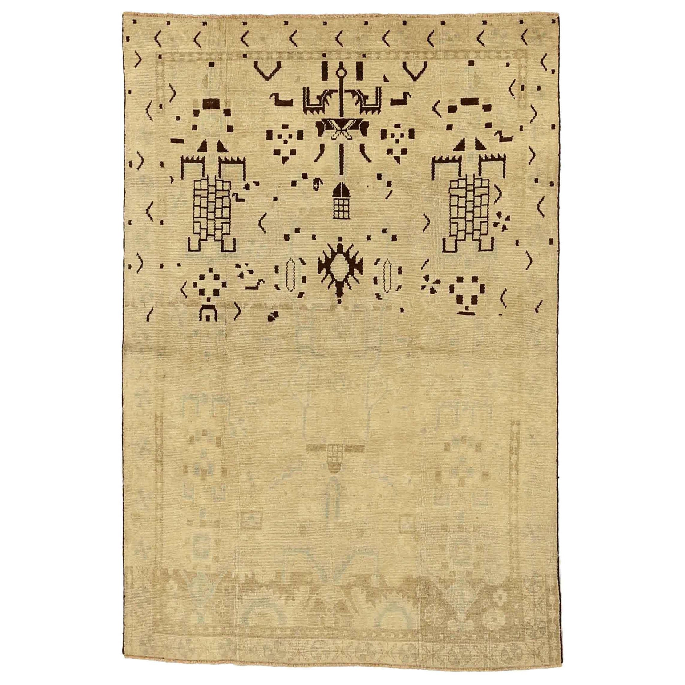 Tappeto persiano Malayer Small - Lana Marrone Avorio Design - 76038 in vendita