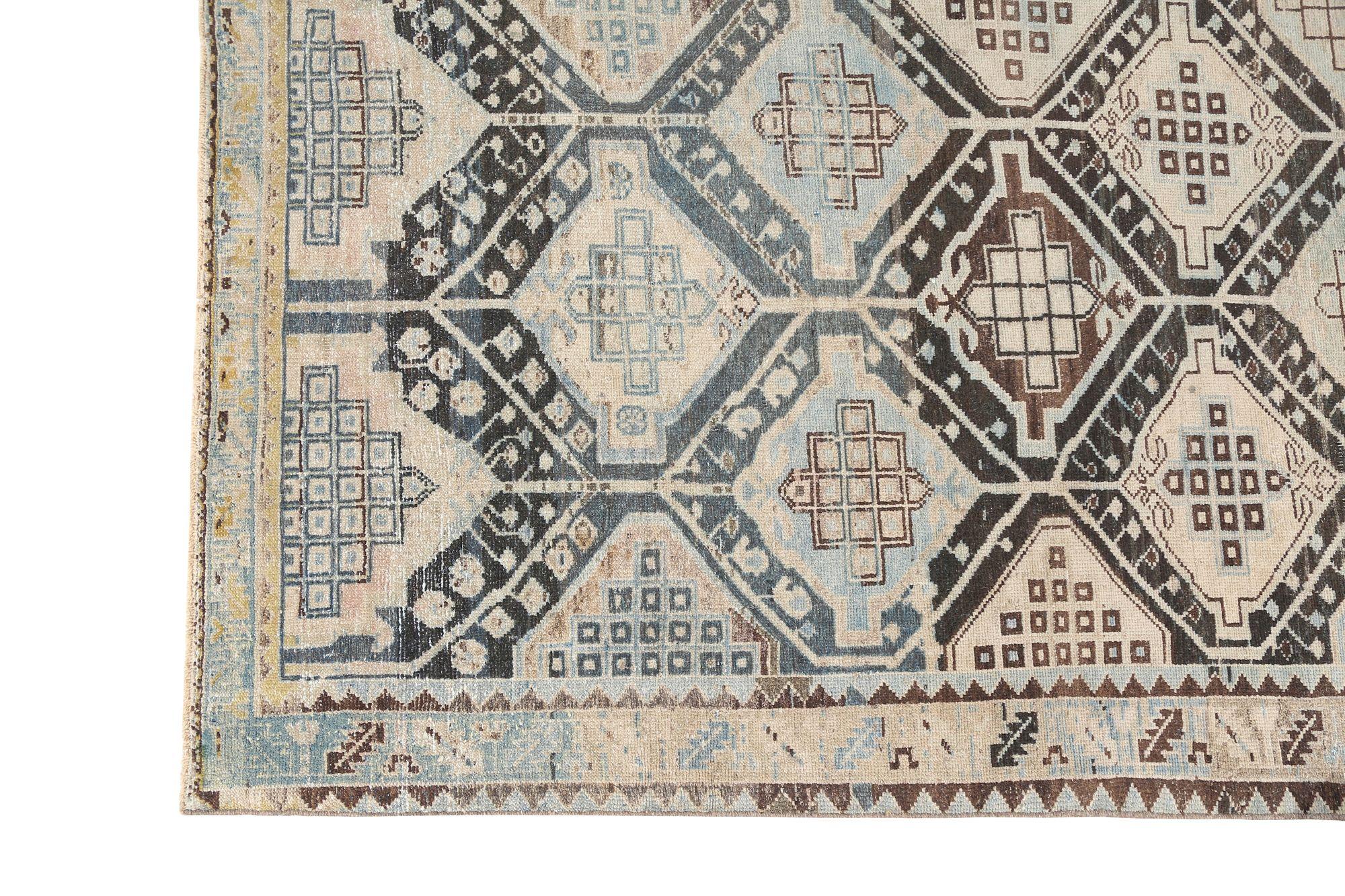 Persischer Malayer Kleiner Teppich - Wolle Braun Elfenbein Design - 97687 (Irakisch) im Angebot