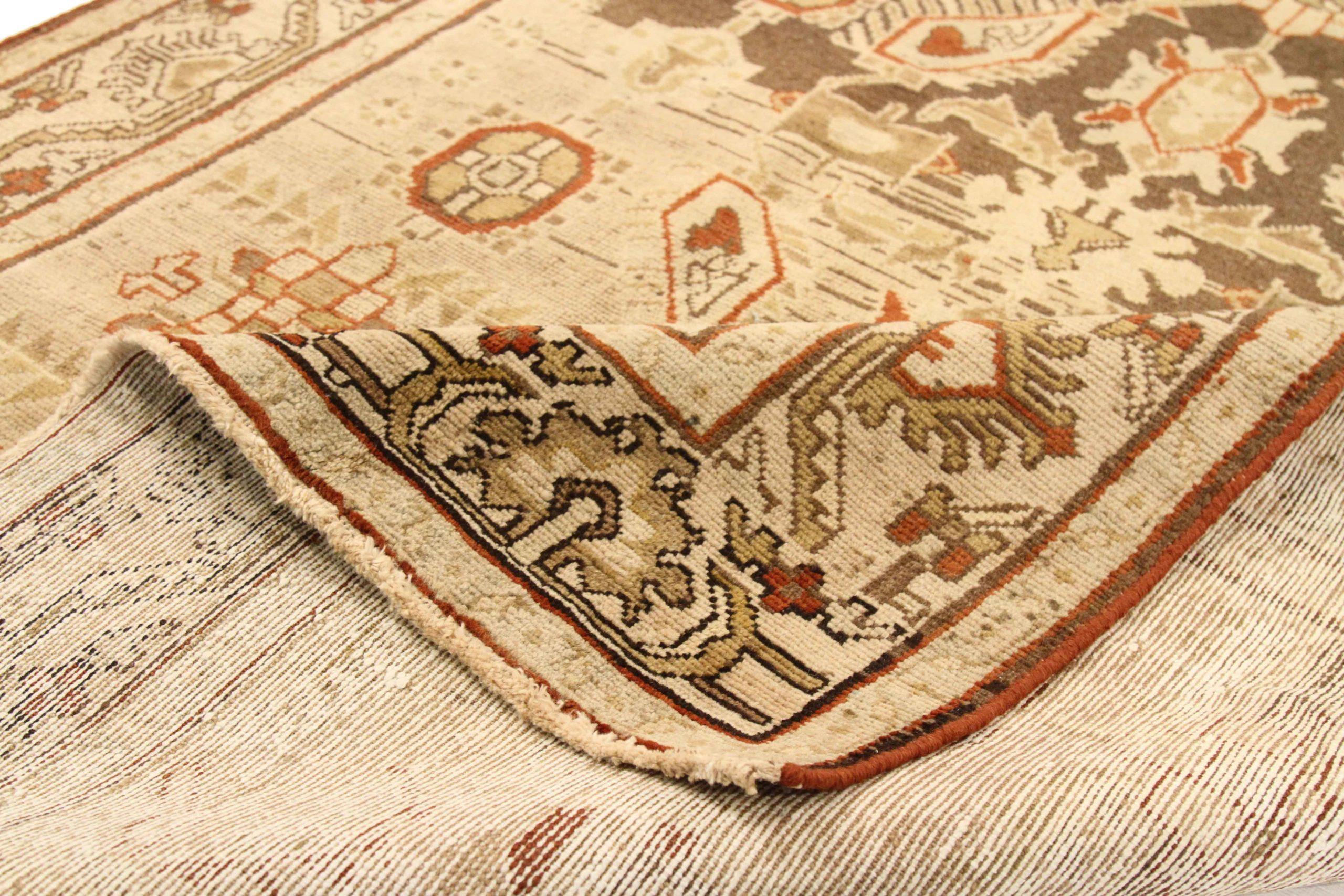 Persischer Malayer Small Teppich - Wolle Braun Elfenbein Rot Design - 75806 (Irakisch) im Angebot