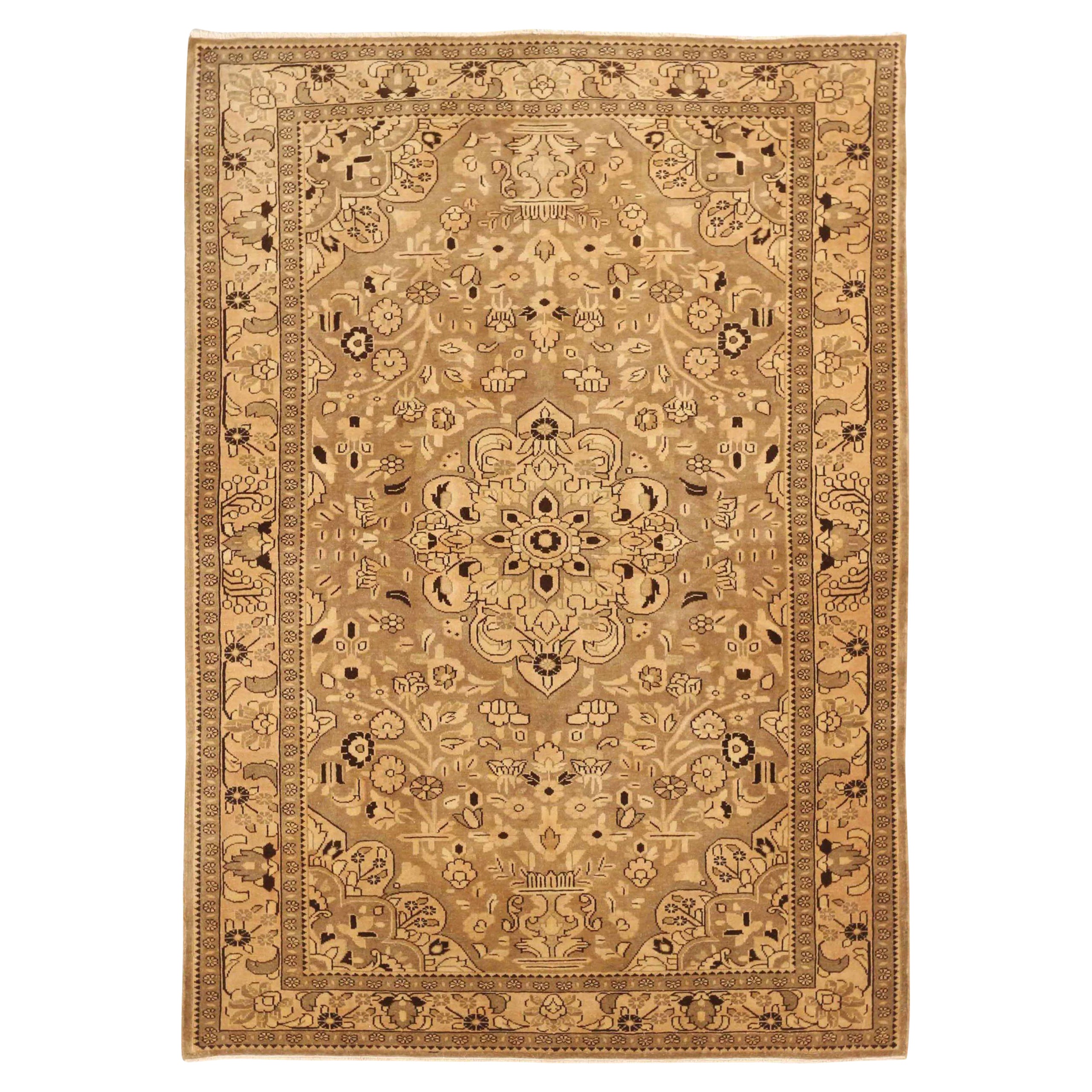 Persischer Malayer Kleiner Teppich - Wolle Braun Elfenbein Taupe 73269