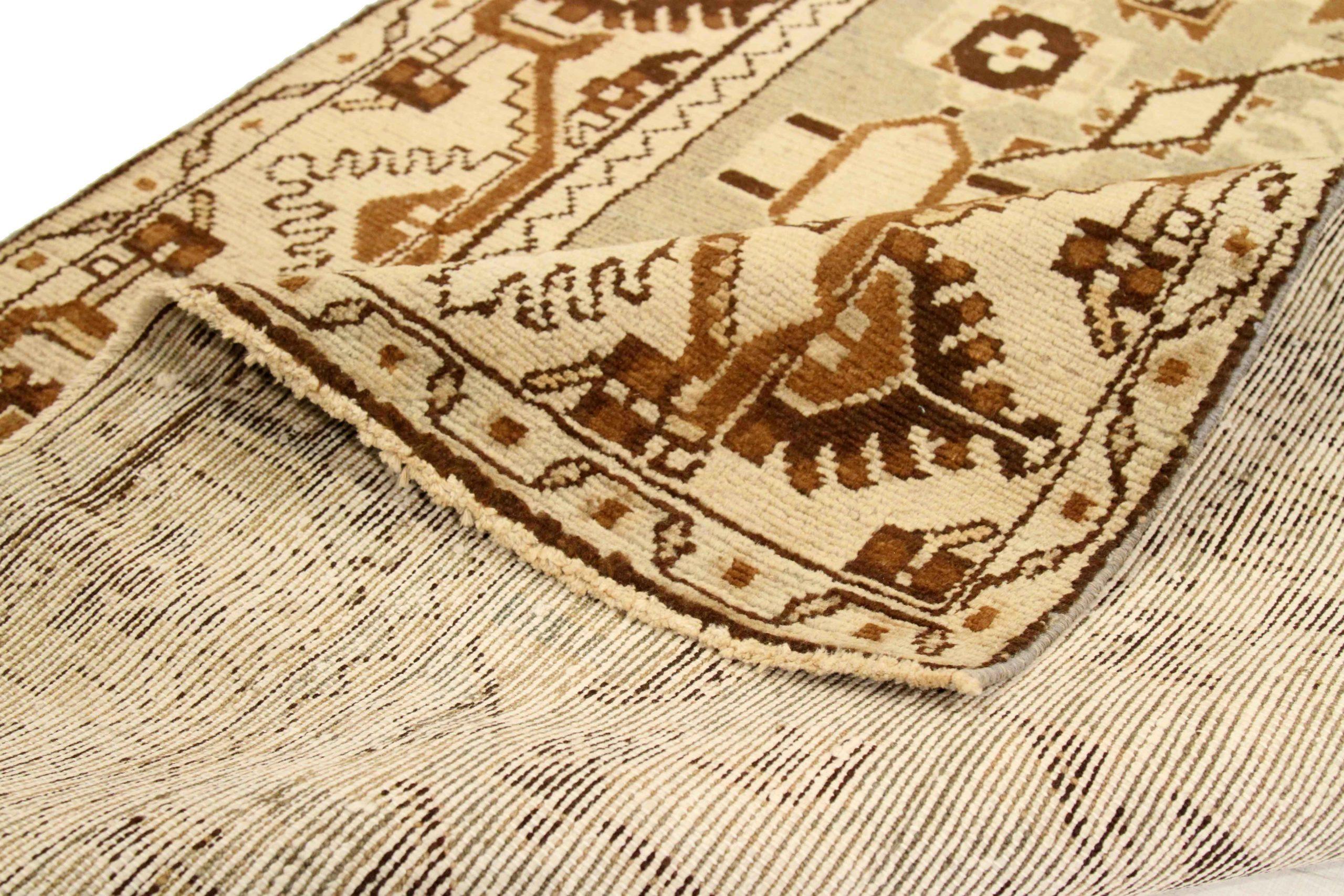 Persischer Malayer Kleiner Teppich - Wolle Braun Elfenbein Taupe Design - 75780 (Irakisch) im Angebot
