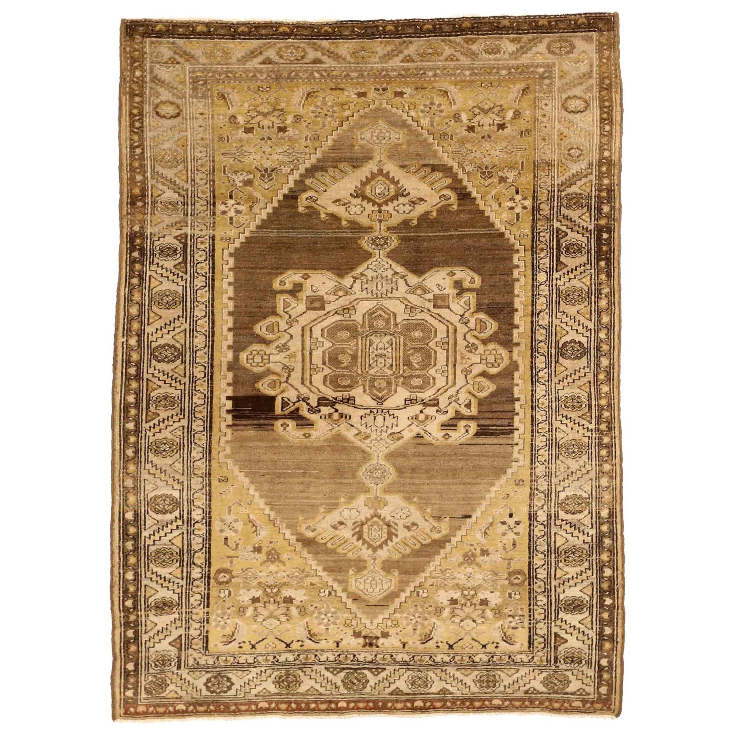 Persischer Malayer Kleiner Teppich - Wolle Braun Elfenbein Gelb Design - 75932