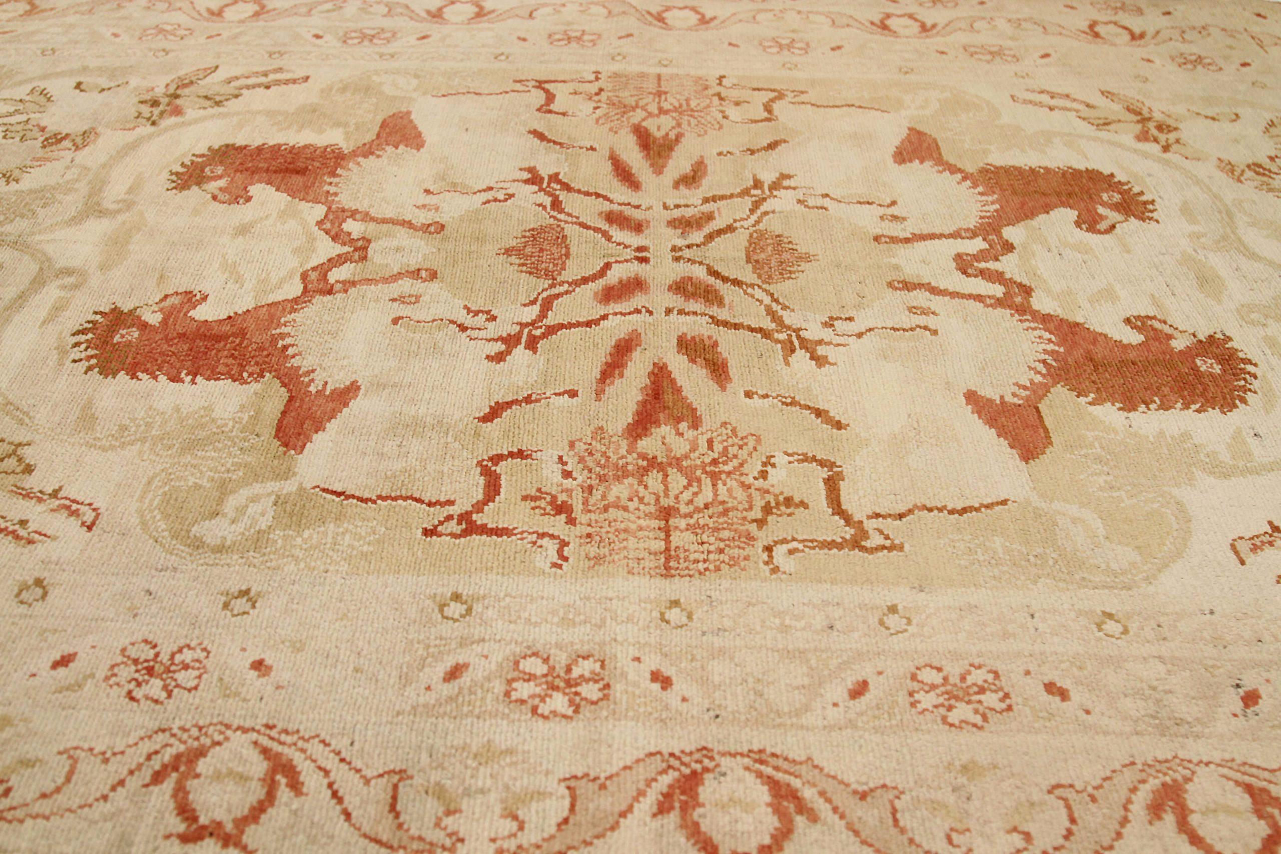 Persischer Malayer Kleiner Teppich - Wolle Grün Elfenbein Rot Design - 75910 (20. Jahrhundert) im Angebot