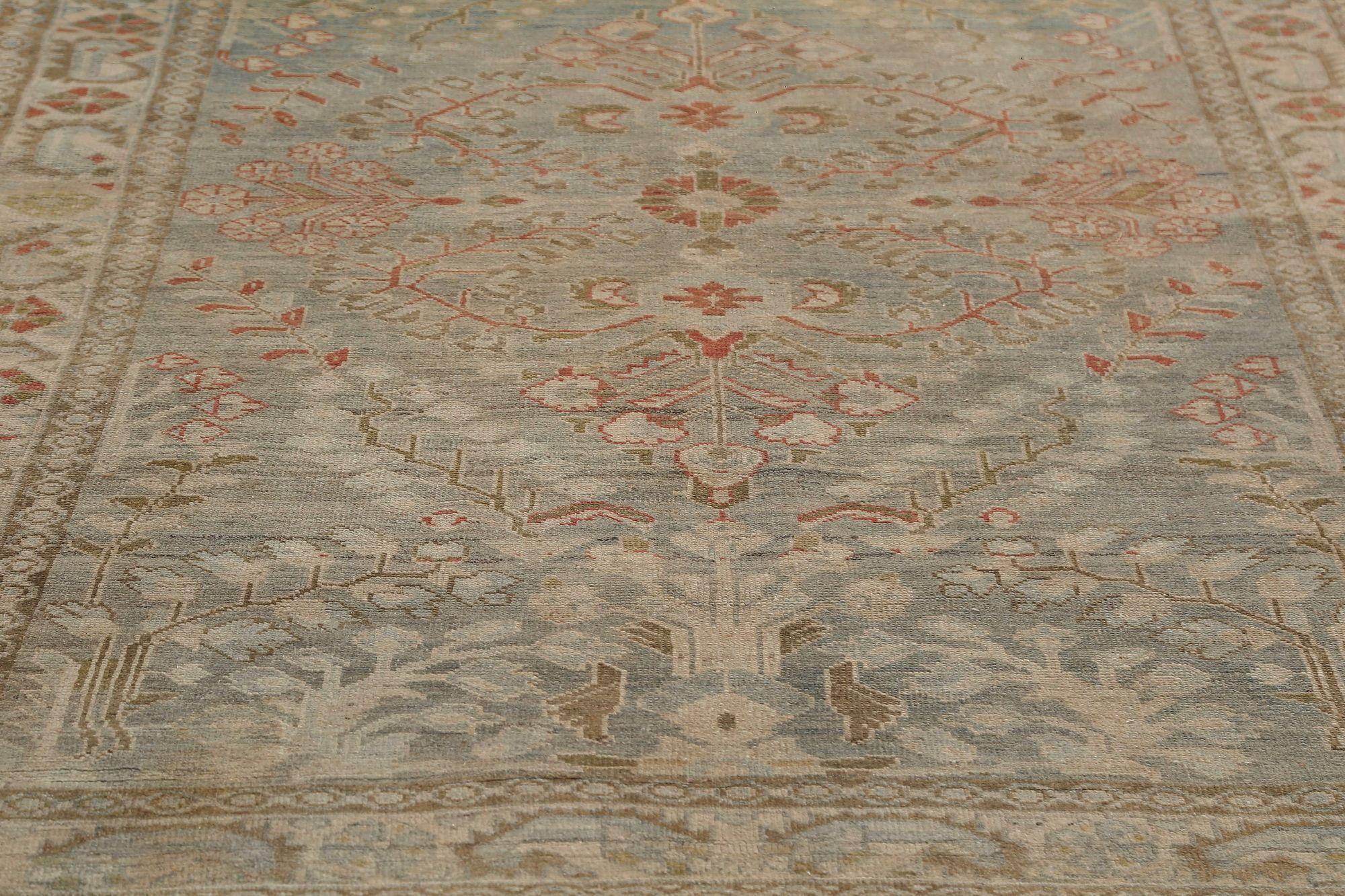 Persischer Malayer Kleiner Teppich - Wolle Elfenbein Hellblau Design - 96921 (Irakisch) im Angebot