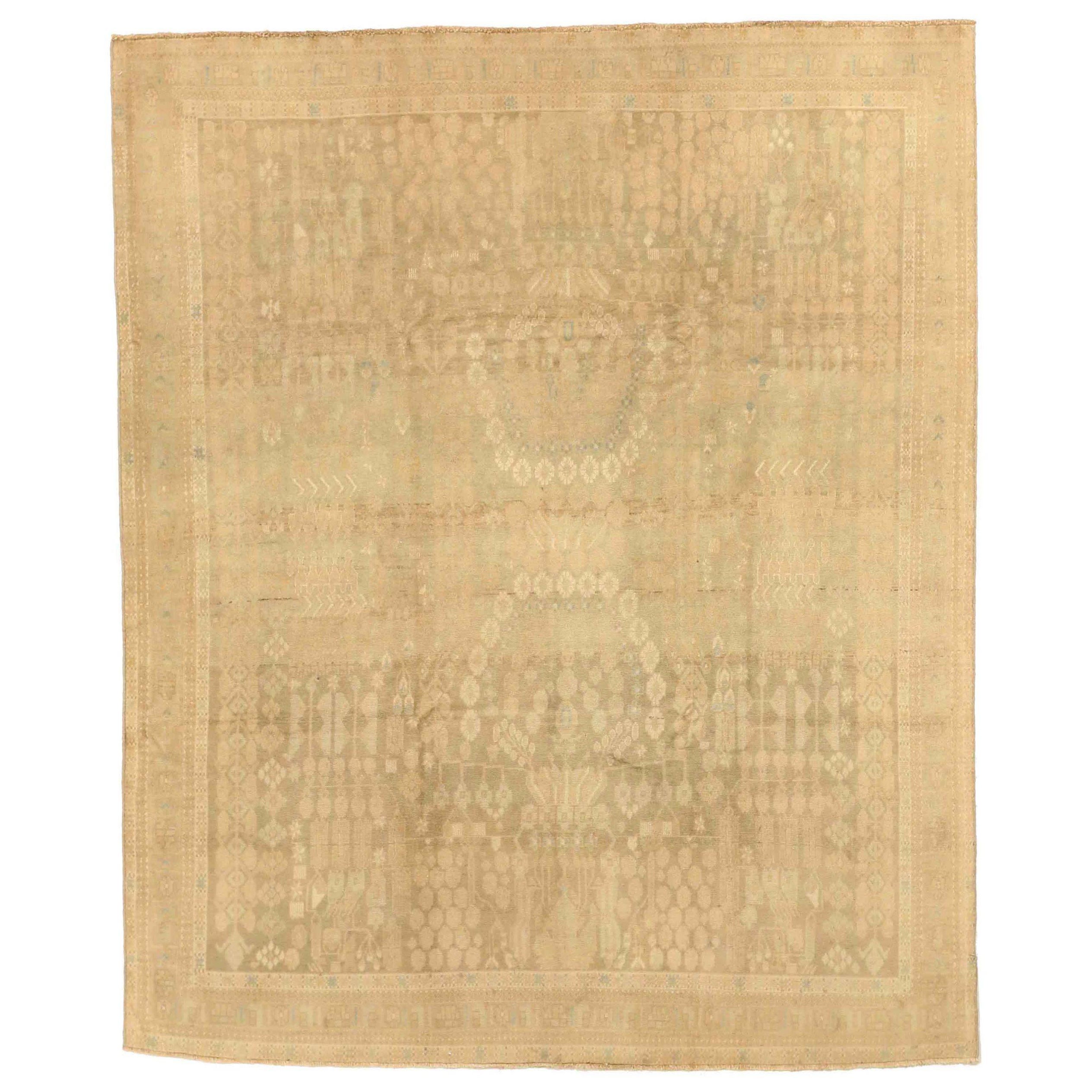 Petit tapis persan Malayer - Design en laine ivoire rose - 75753