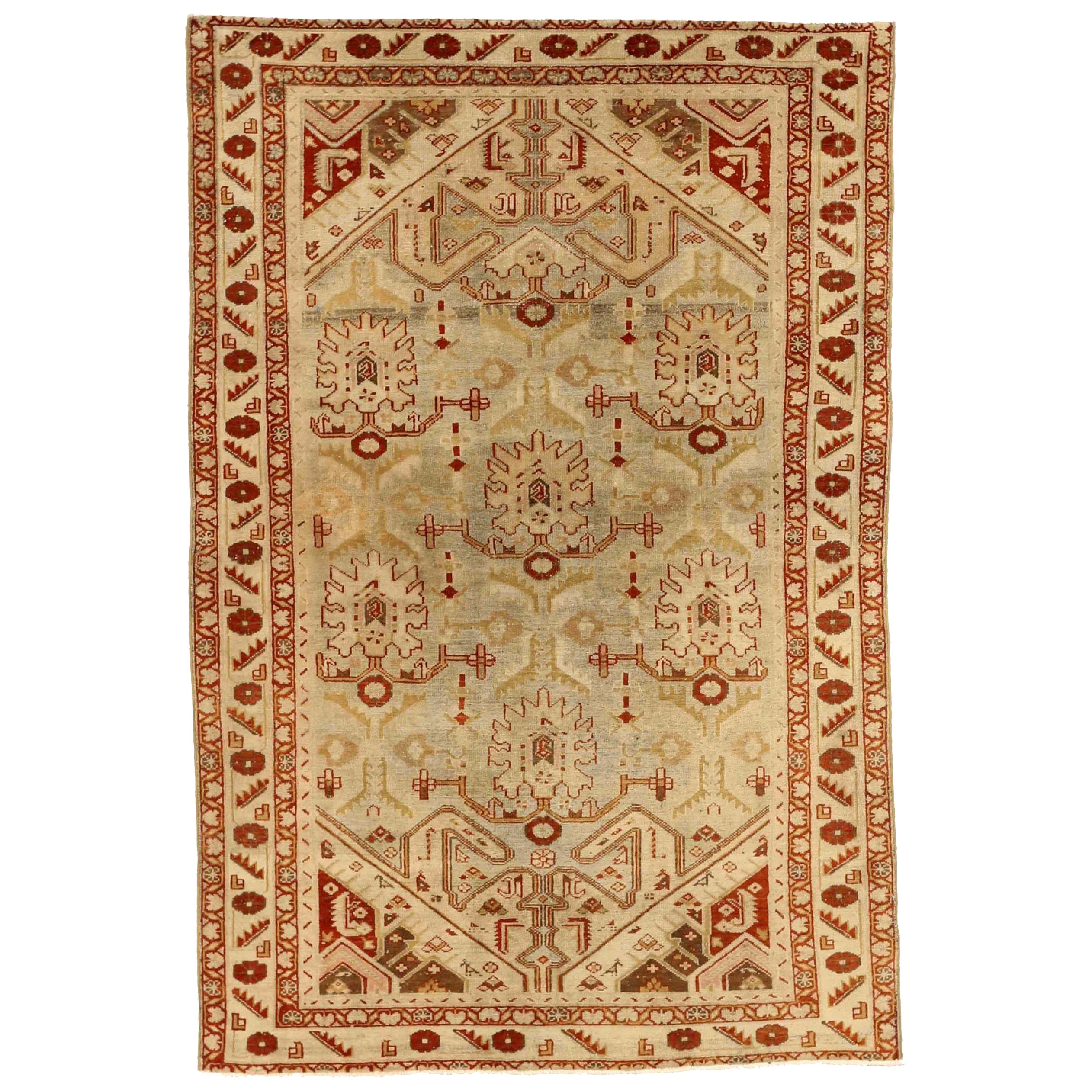 Persian Malayer Small Rug - Wool Ivory Red Design - 75965