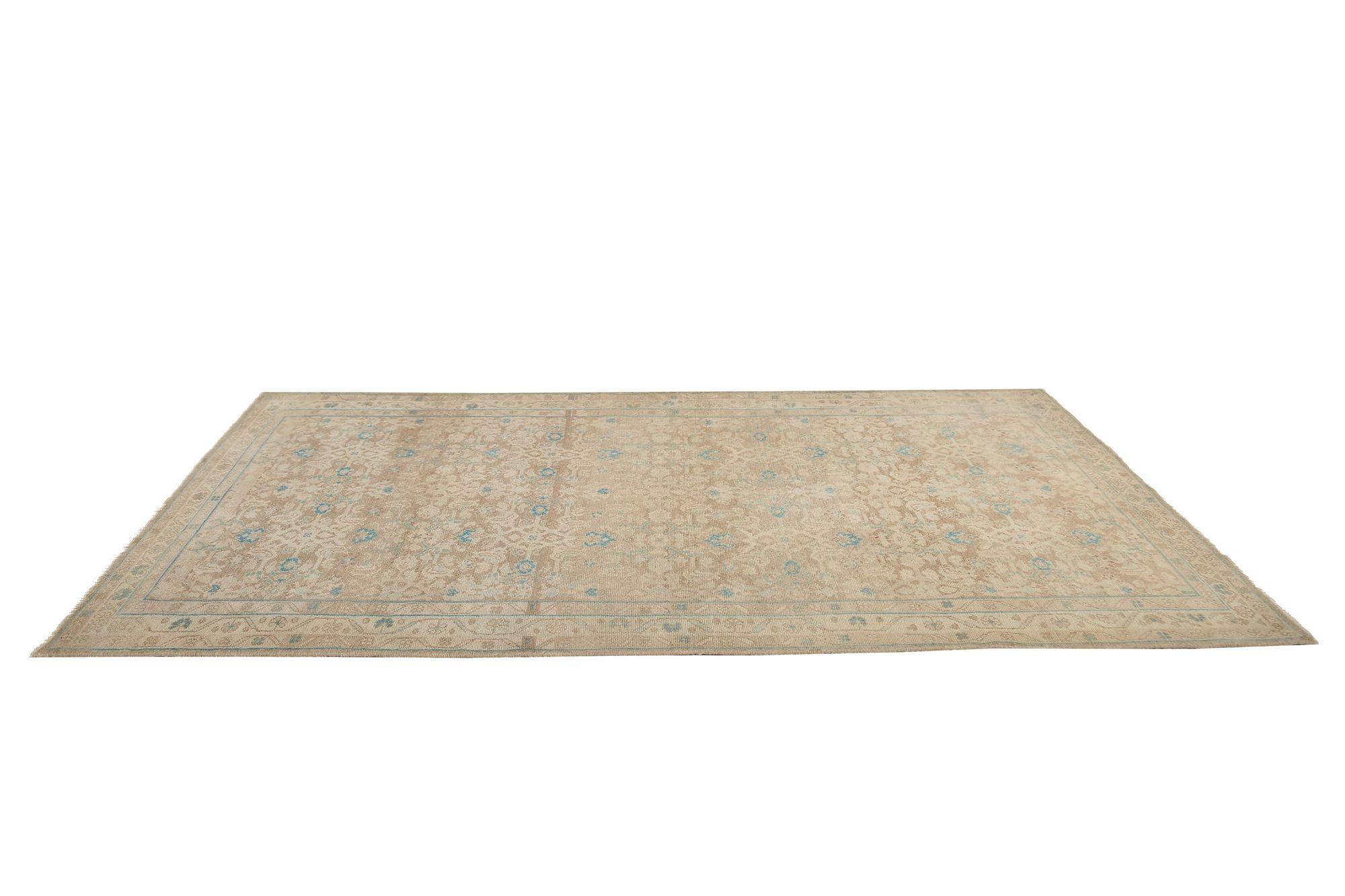 Persischer Malayer Kleiner Teppich aus Wolle in Elfenbein, Taupe und Design - 97407 (20. Jahrhundert) im Angebot