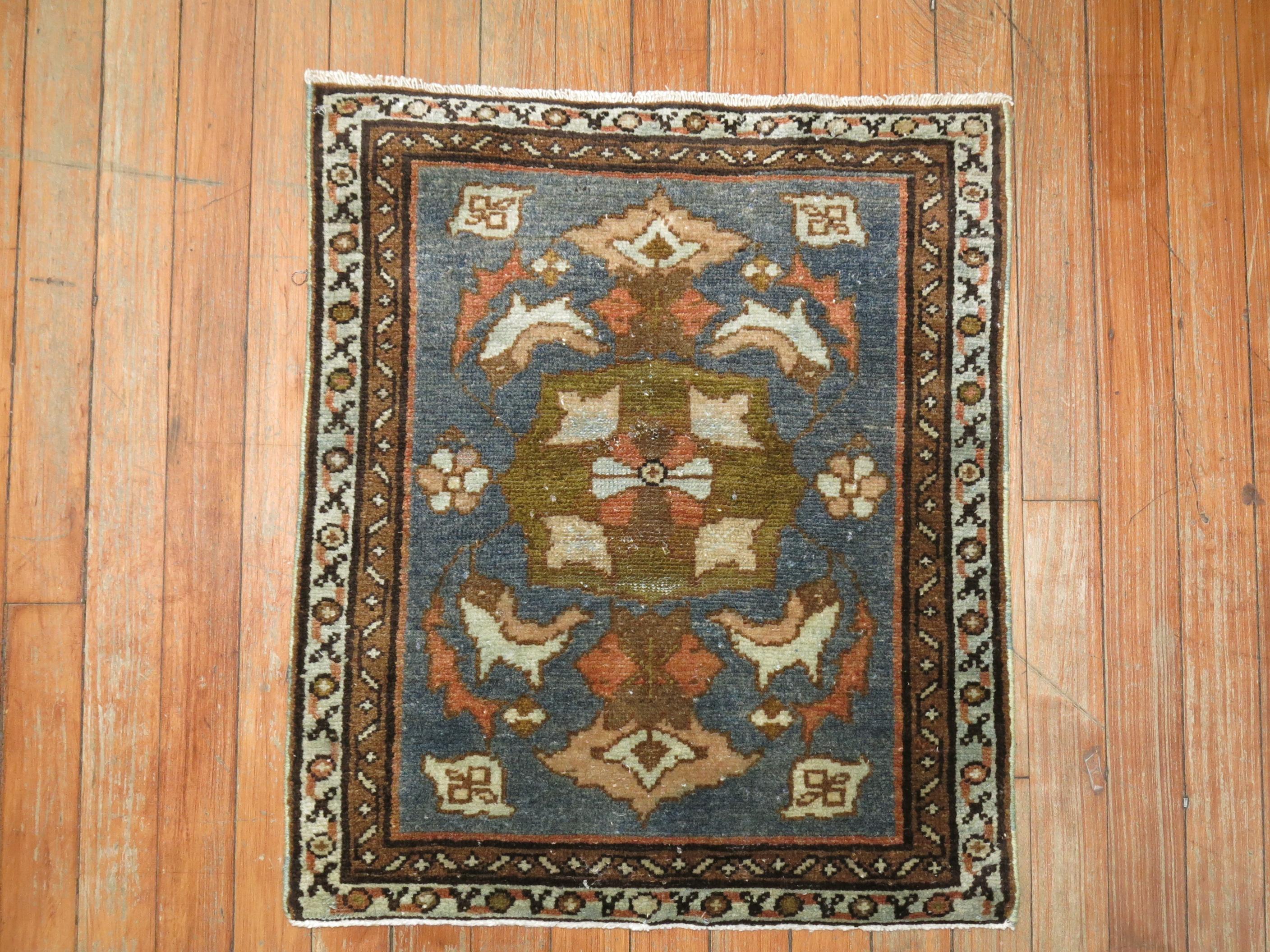 Mat size Persian Malayer rug from the early stages of the 20th century.

Measures: 1'9