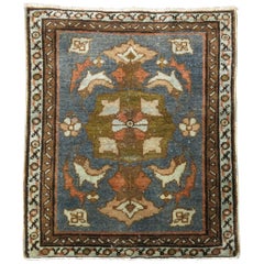 Persian Malayer Square Green Brown Orange Mat