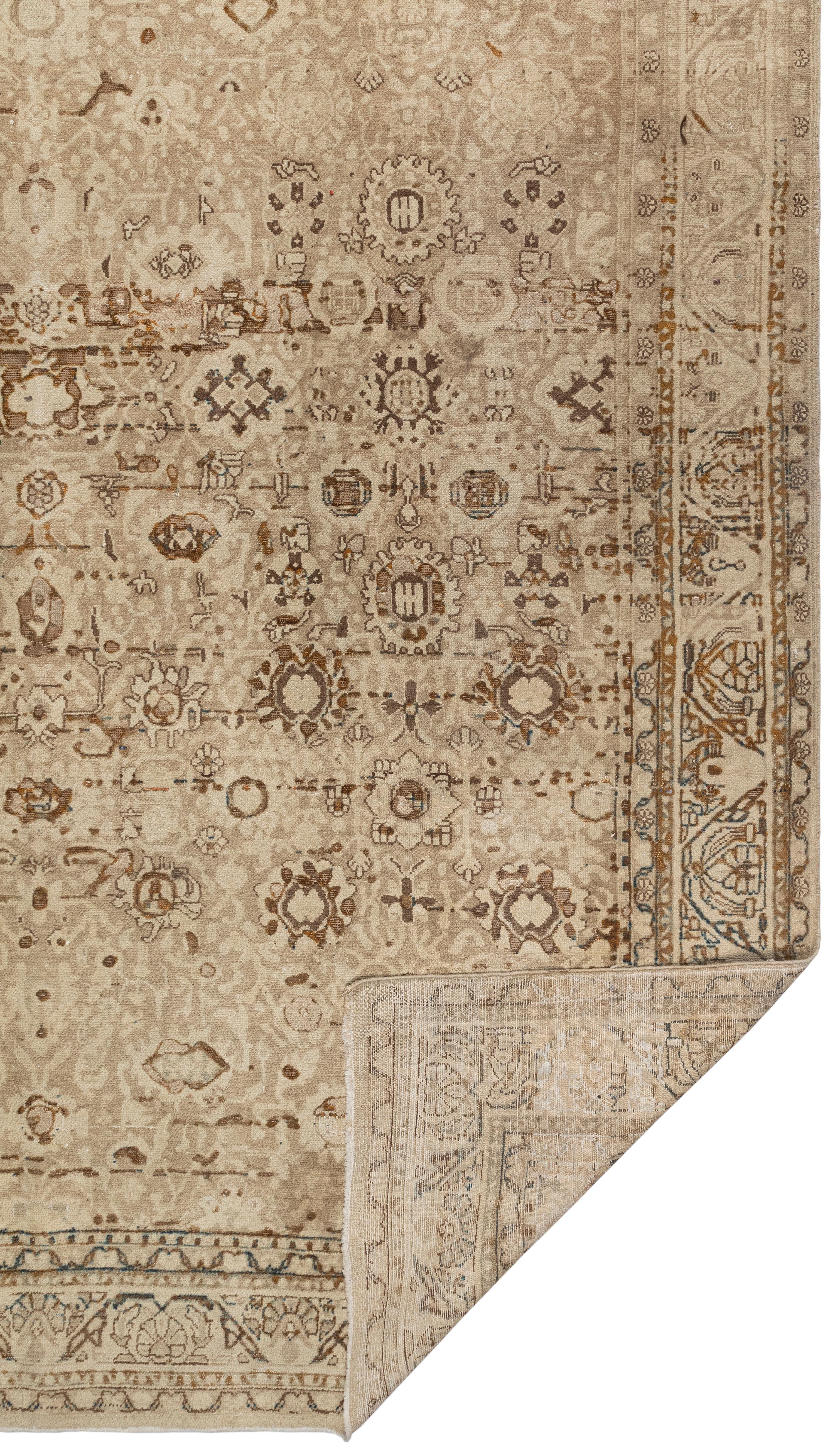 Persischer Vintage-Teppich Malayer in neutralen Tönen, handgesponnene Wolle im Angebot 4