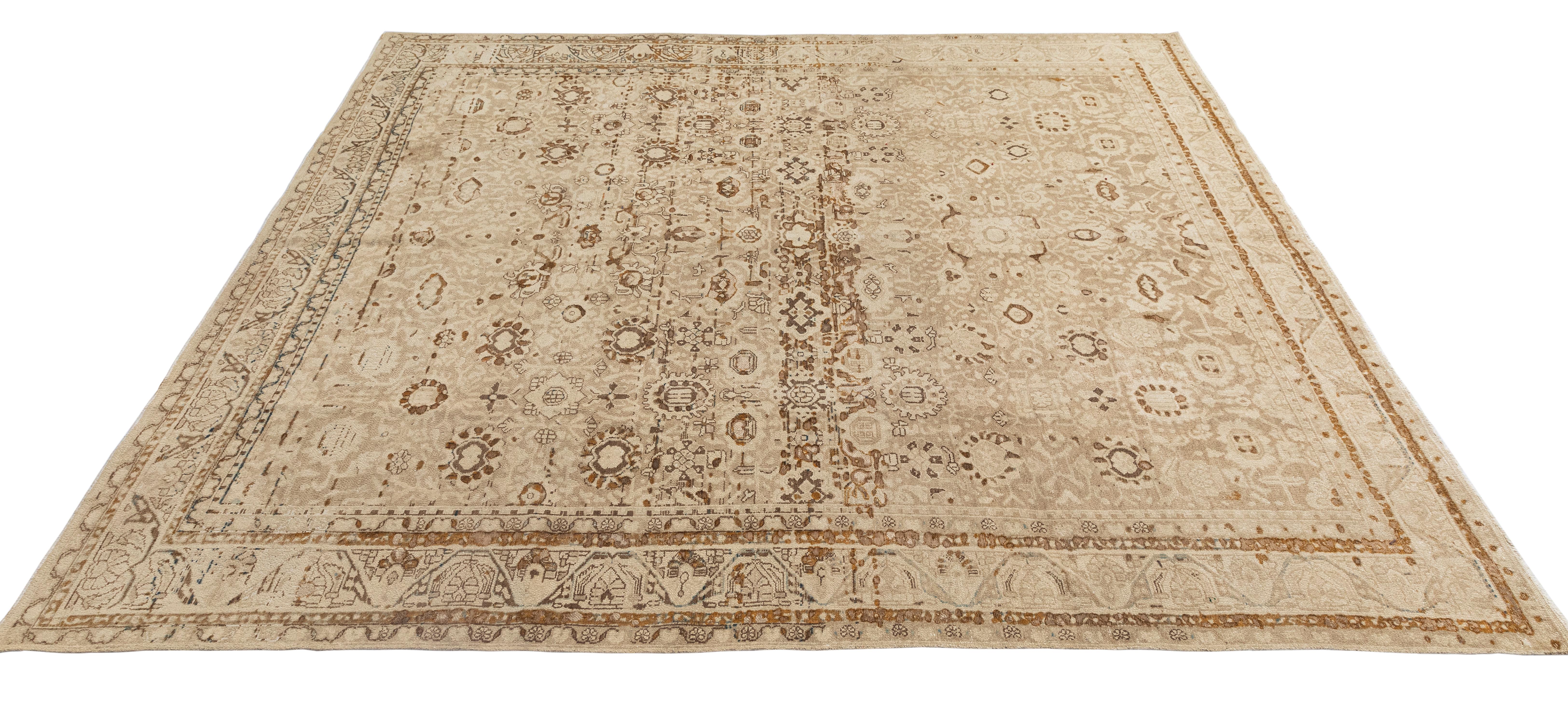 Persischer Vintage-Teppich Malayer in neutralen Tönen, handgesponnene Wolle im Angebot 6