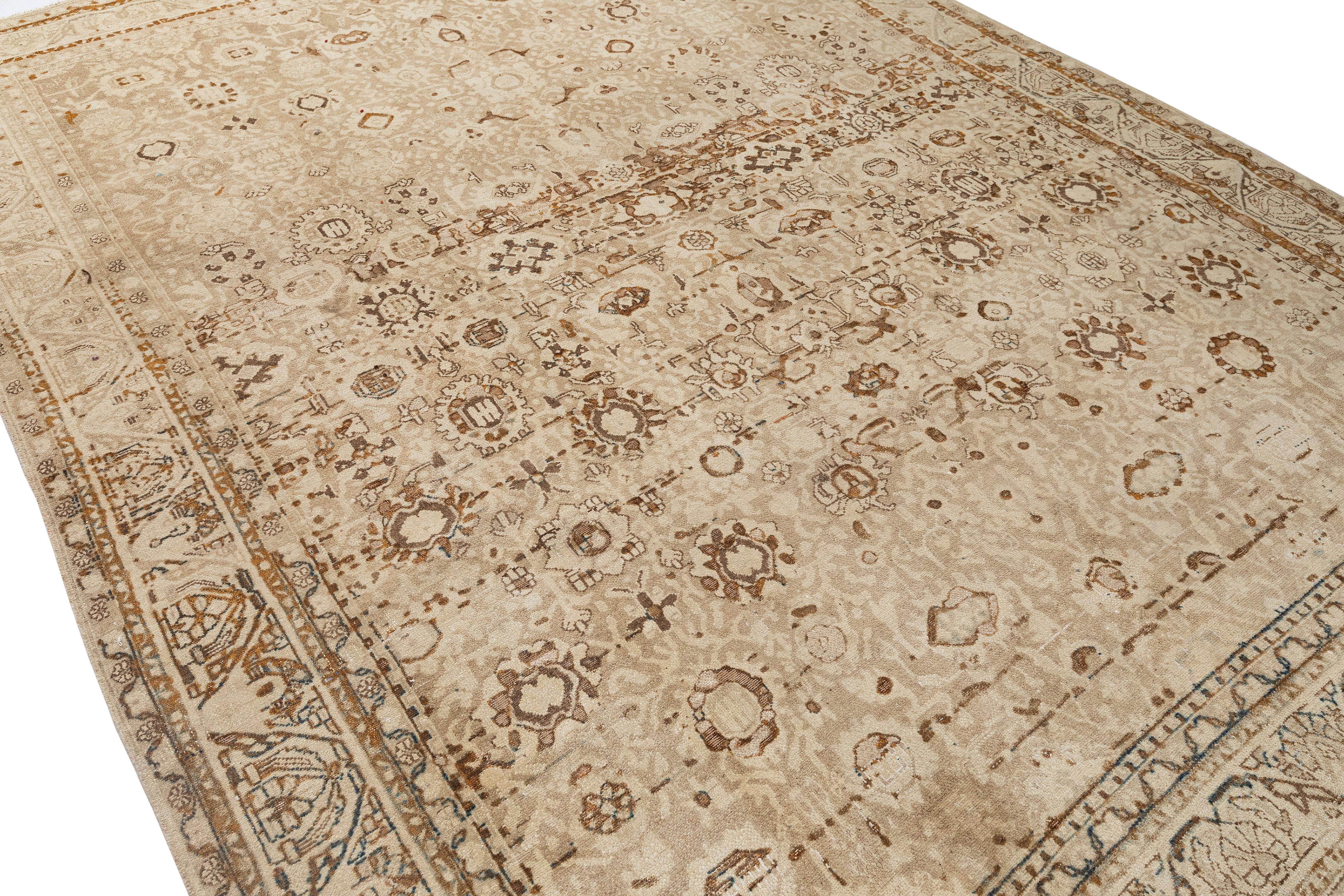 Persischer Vintage-Teppich Malayer in neutralen Tönen, handgesponnene Wolle (Organische Moderne) im Angebot