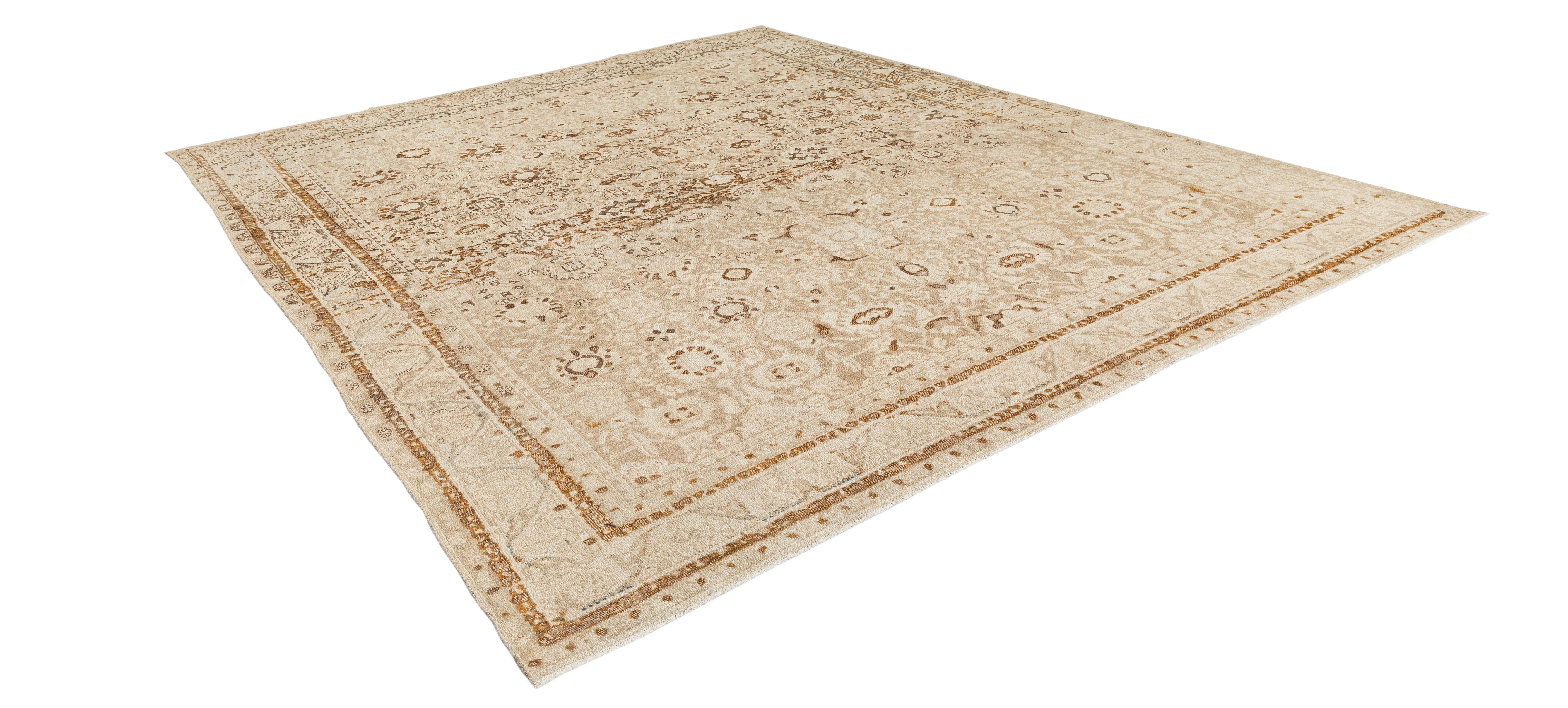 Persischer Vintage-Teppich Malayer in neutralen Tönen, handgesponnene Wolle im Zustand „Hervorragend“ im Angebot in New York, NY