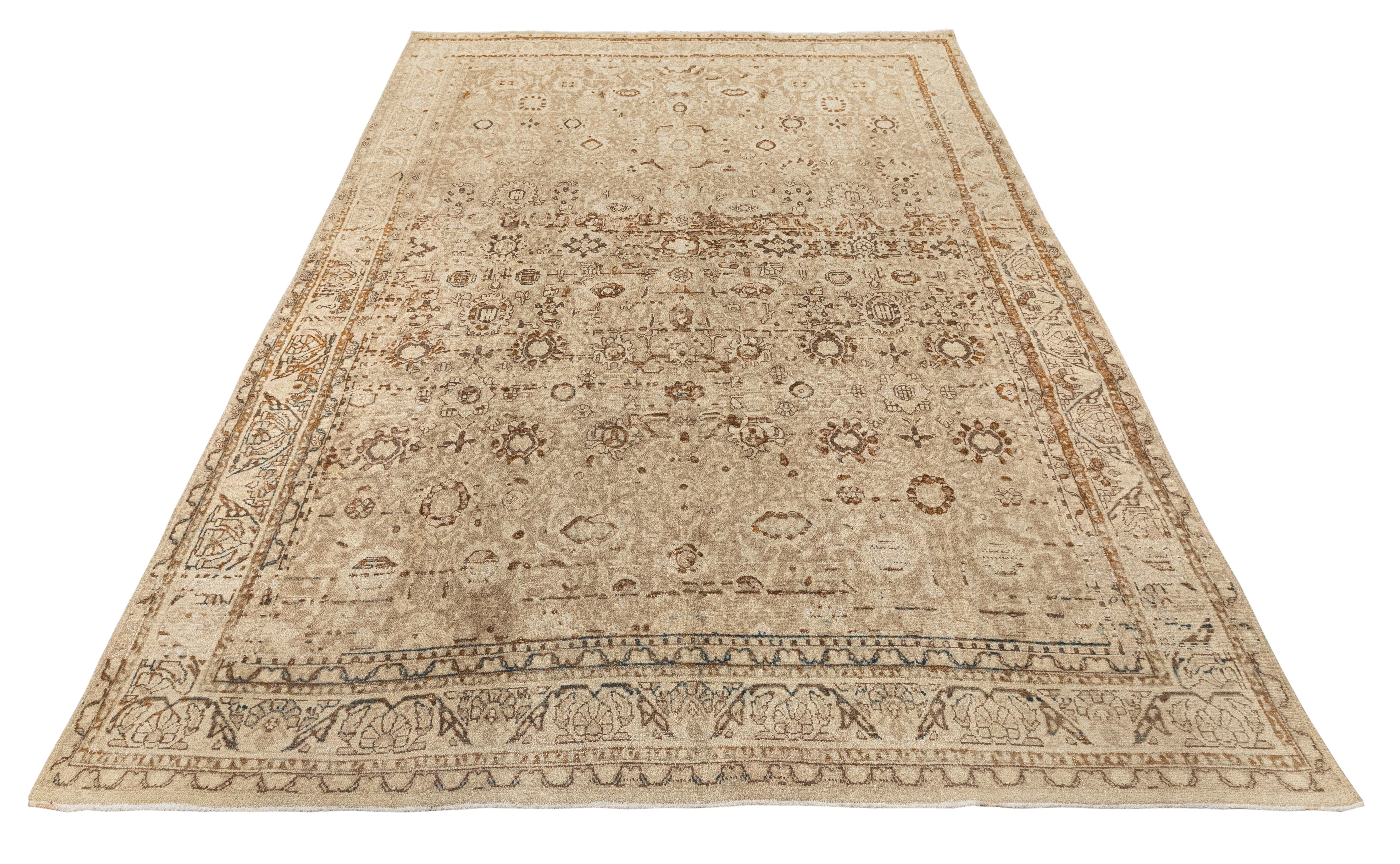 Persischer Vintage-Teppich Malayer in neutralen Tönen, handgesponnene Wolle (Ende des 20. Jahrhunderts) im Angebot