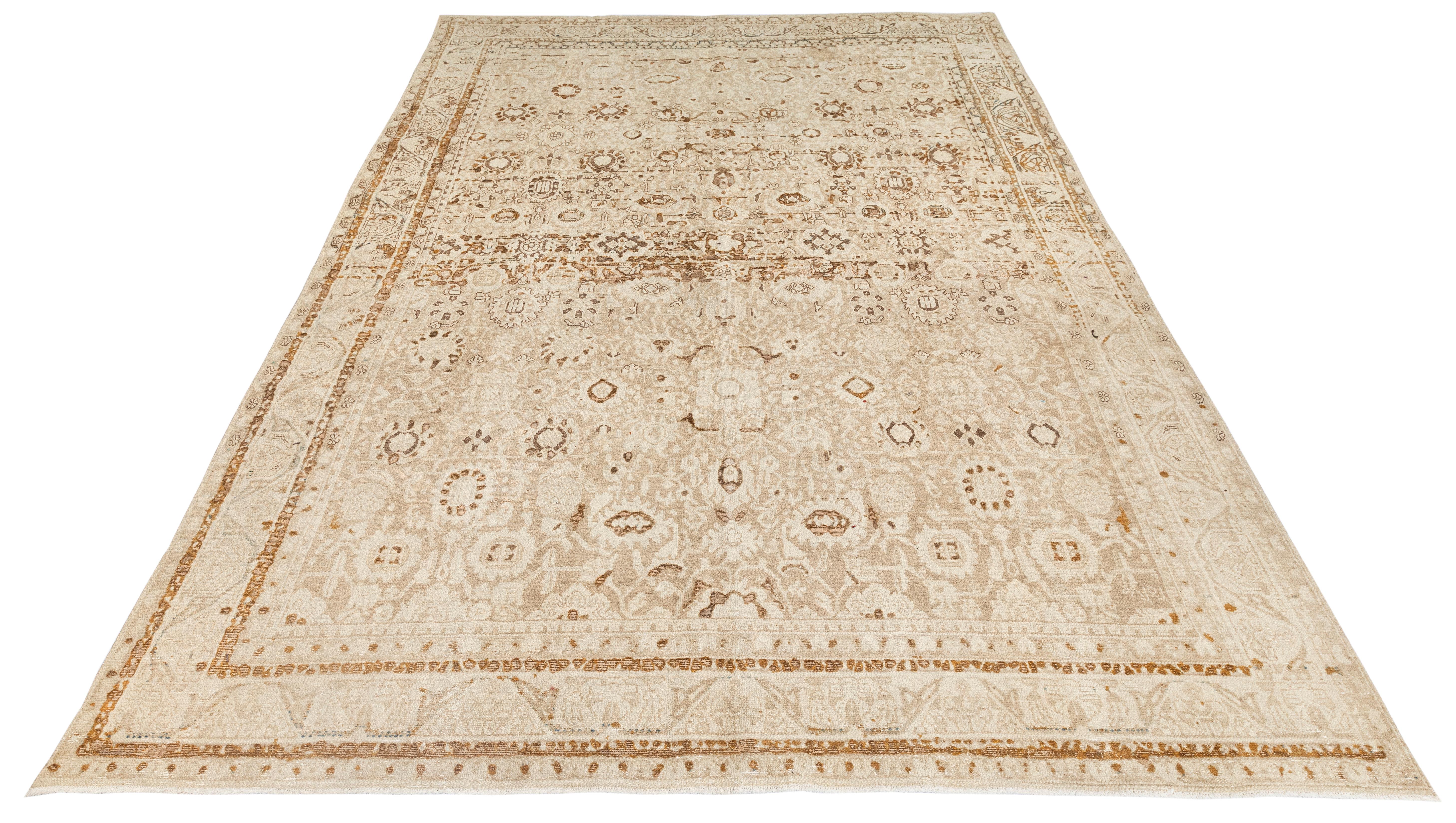 Persischer Vintage-Teppich Malayer in neutralen Tönen, handgesponnene Wolle im Angebot 1